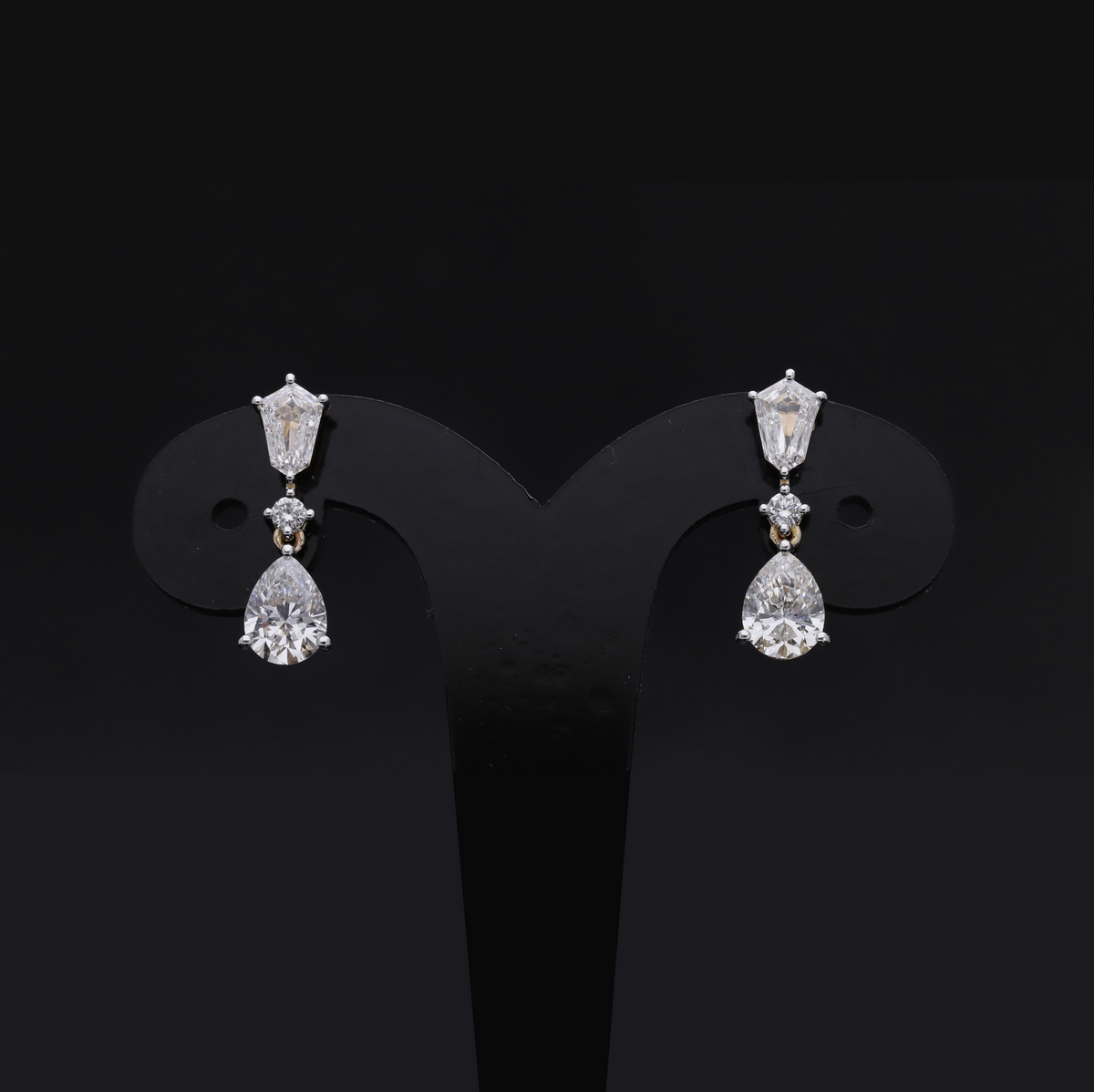 3.30 Ct Multi-Shape Lab-Grown Diamond Linear Drop Earrings | 14k White / Yellow / Rose Gold