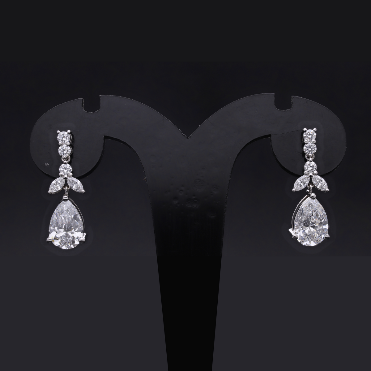 3.70 Ct Pear, Marquise & Round Cut Lab-Grown Diamond Drop Earrings | 14k White / Yellow / Rose Gold