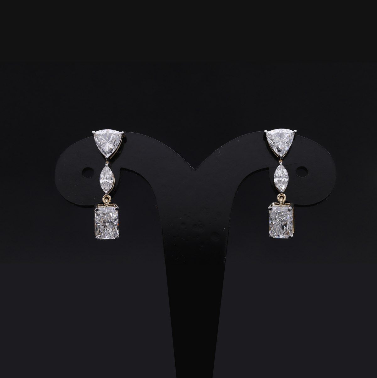 4.00 Ct Trillion, Marquise & Radiant Cut Lab-Grown Diamond Drop Earrings | 14k White / Yellow / Rose Gold