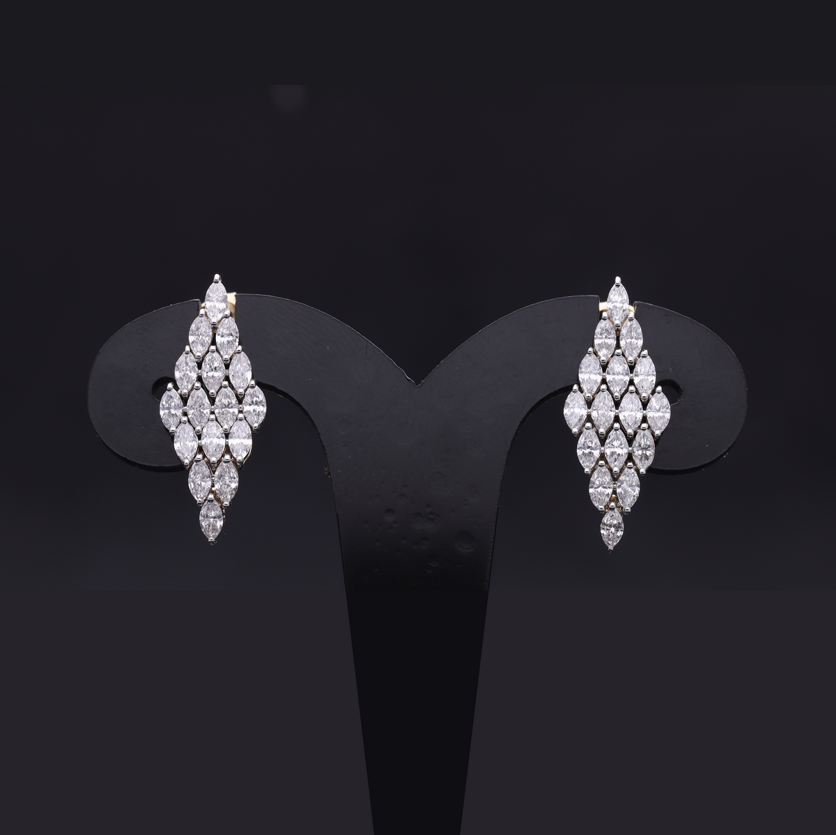 2.00 Ct Marquise Cut Lab-Grown Diamond Geometric Cluster Earrings | 14k White / Yellow / Rose Gold