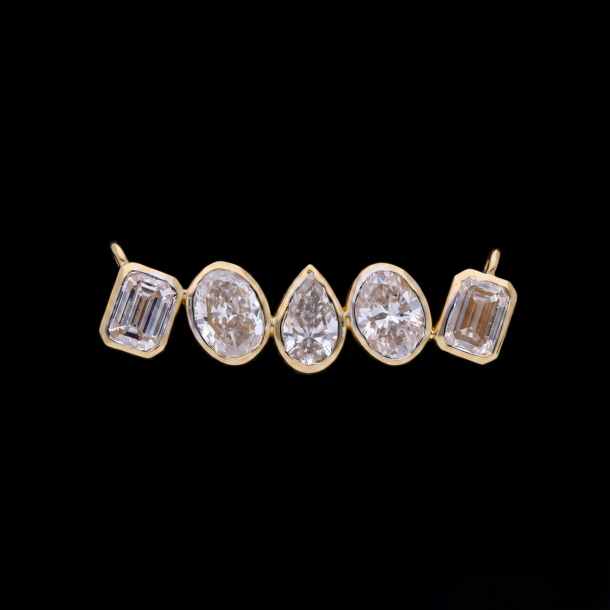 1.20 Ct White Multi-Shape Lab-Grown Diamond Bezel Connector Pendant | 14k White / Yellow / Rose Gold