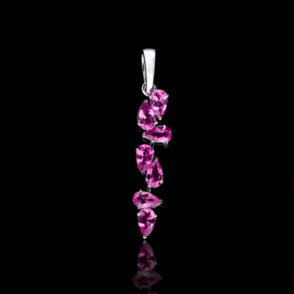 1.50 Ct Pink Pear Cut Lab-Grown Diamond Cascade Pendant | 14k White / Yellow / Rose Gold