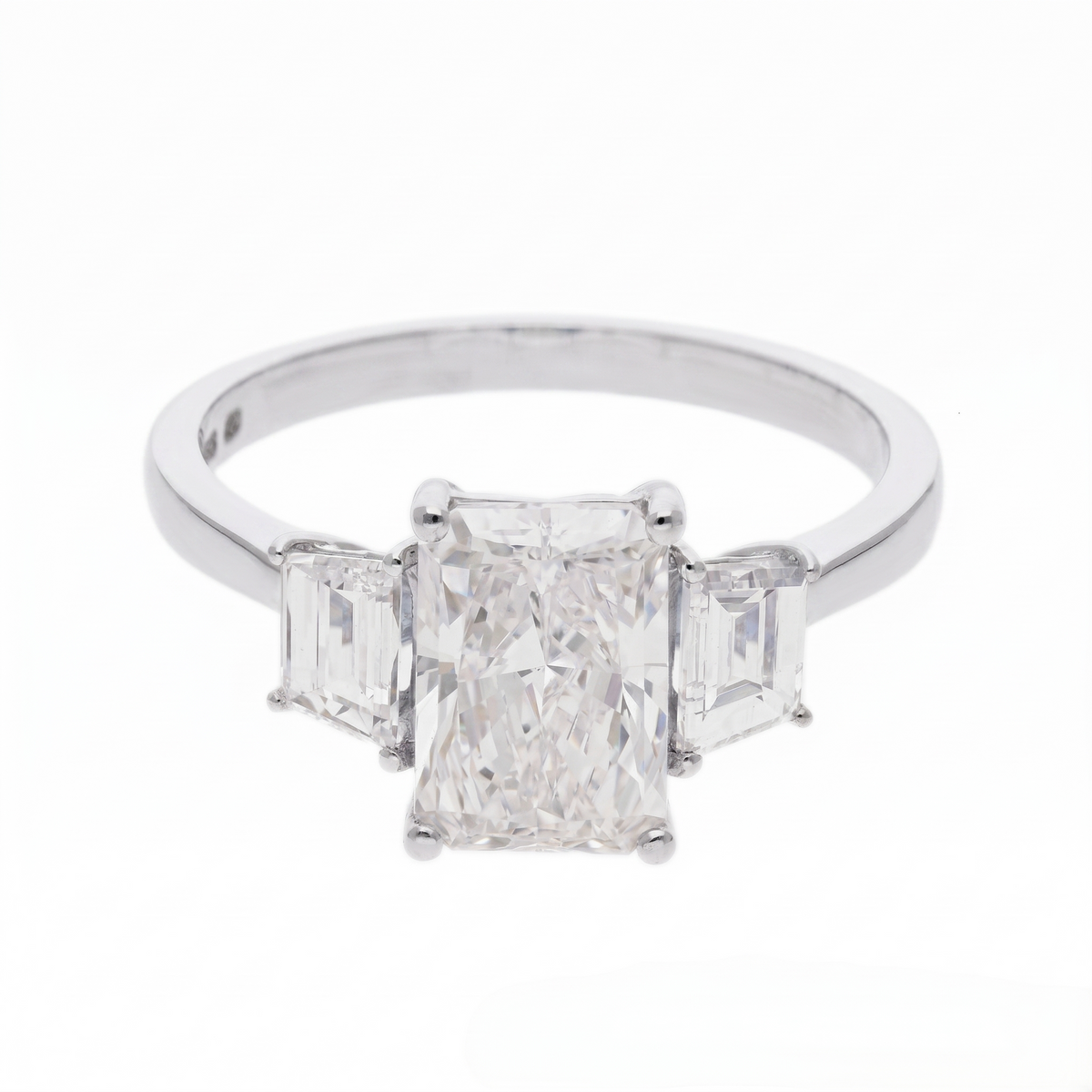 2.80 Ct VS Radiant & Trapezoid Cut Lab-Grown Diamond Three-Stone Engagement Ring |14K Yellow/White Gold | Luxury Bridal Ring ✨💖