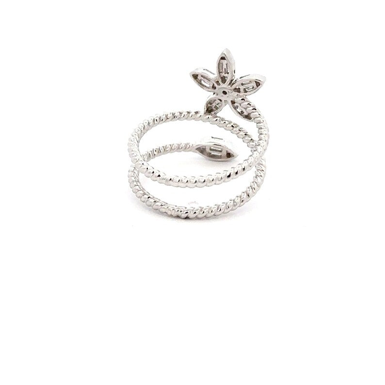 Ring Flower Pattern 14k White Gold Natural Diamond Ring | Flower pattern at top | Diamond ...