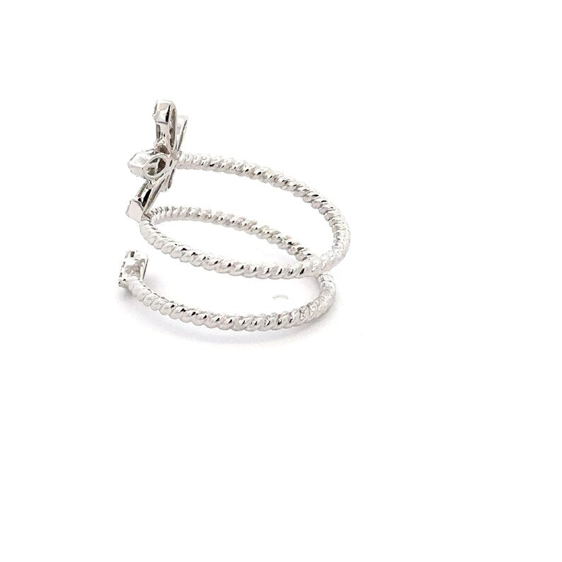 14k White Gold Natural Diamond Ring | Flower pattern at top | Diamond Jewelry | Spiral design | Wedding Ring | Engagement Ring