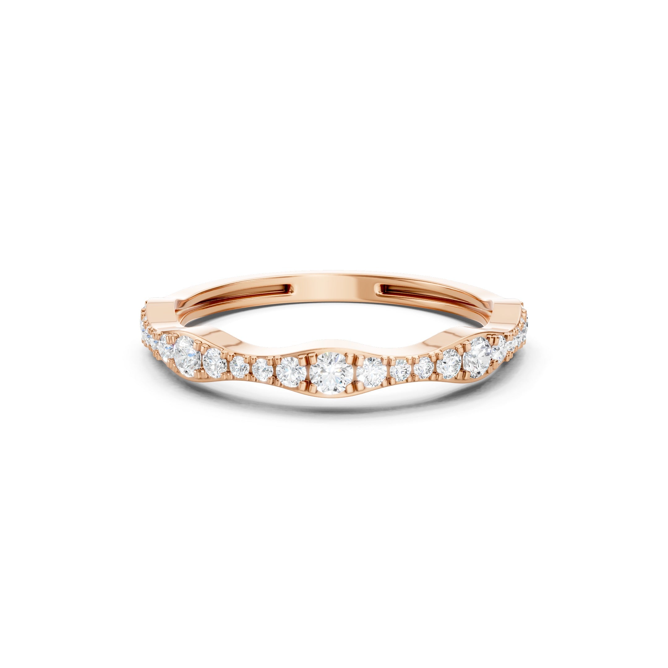 0.40ct Curved Lab Grown Diamond Stacking  Wedding Band Gift for her 