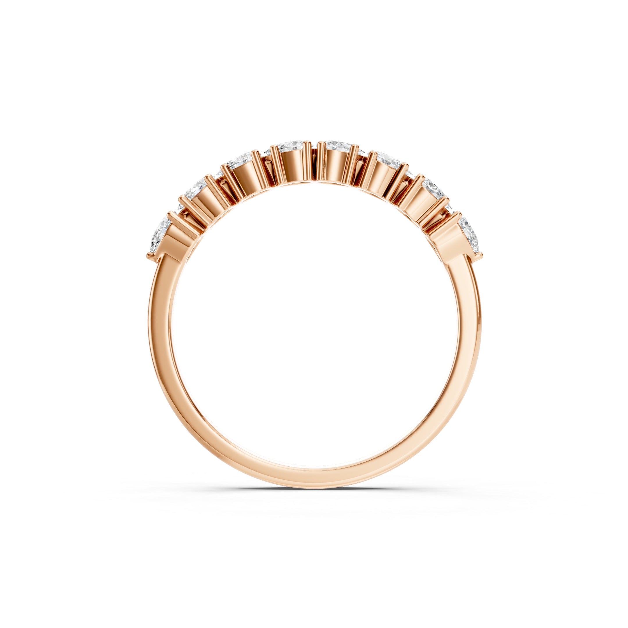 14K Pear Cut Lab Grown  Curved Diamond Wedding Band Ring gift for her