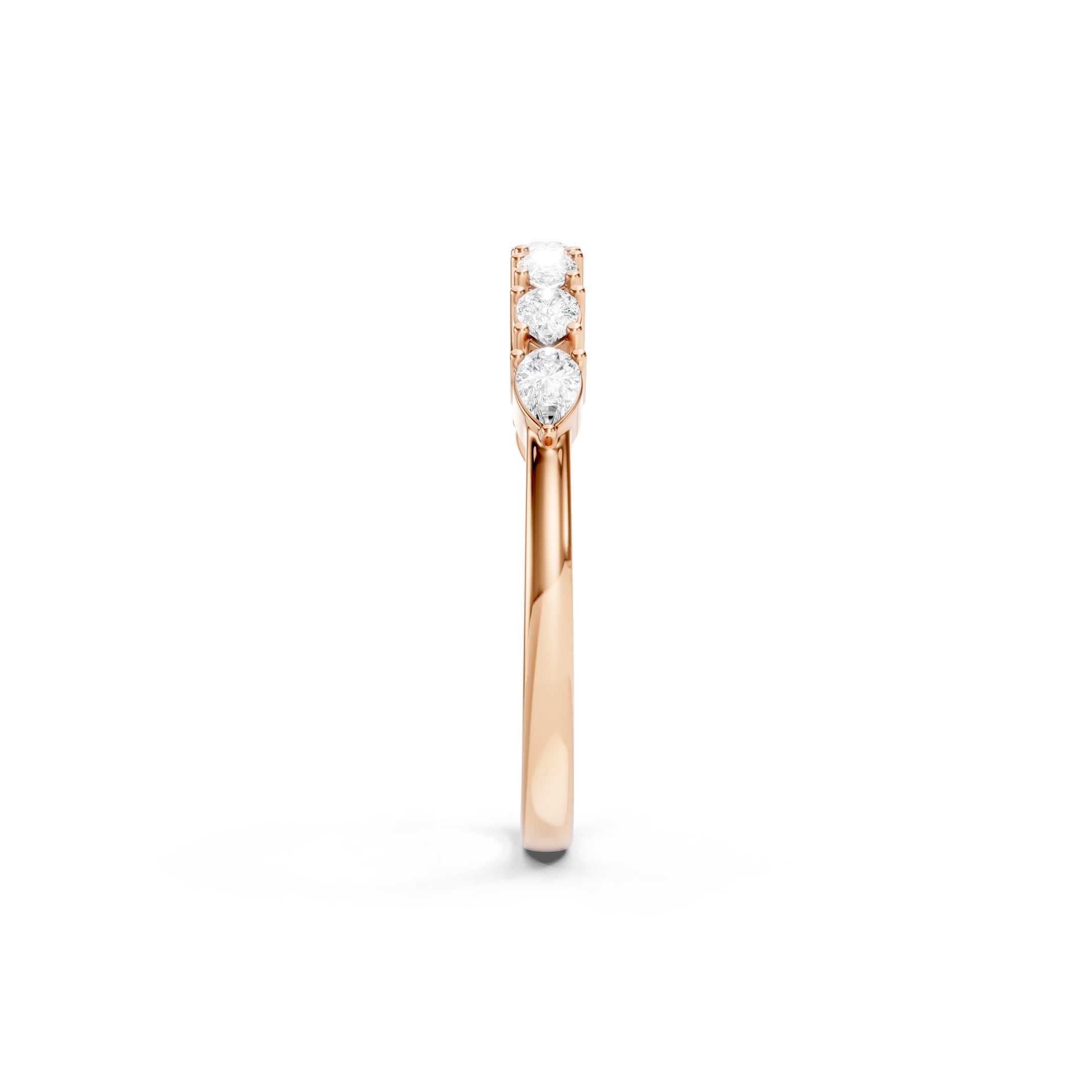 14K Pear Cut Lab Grown  Curved Diamond Wedding Band Ring gift for her