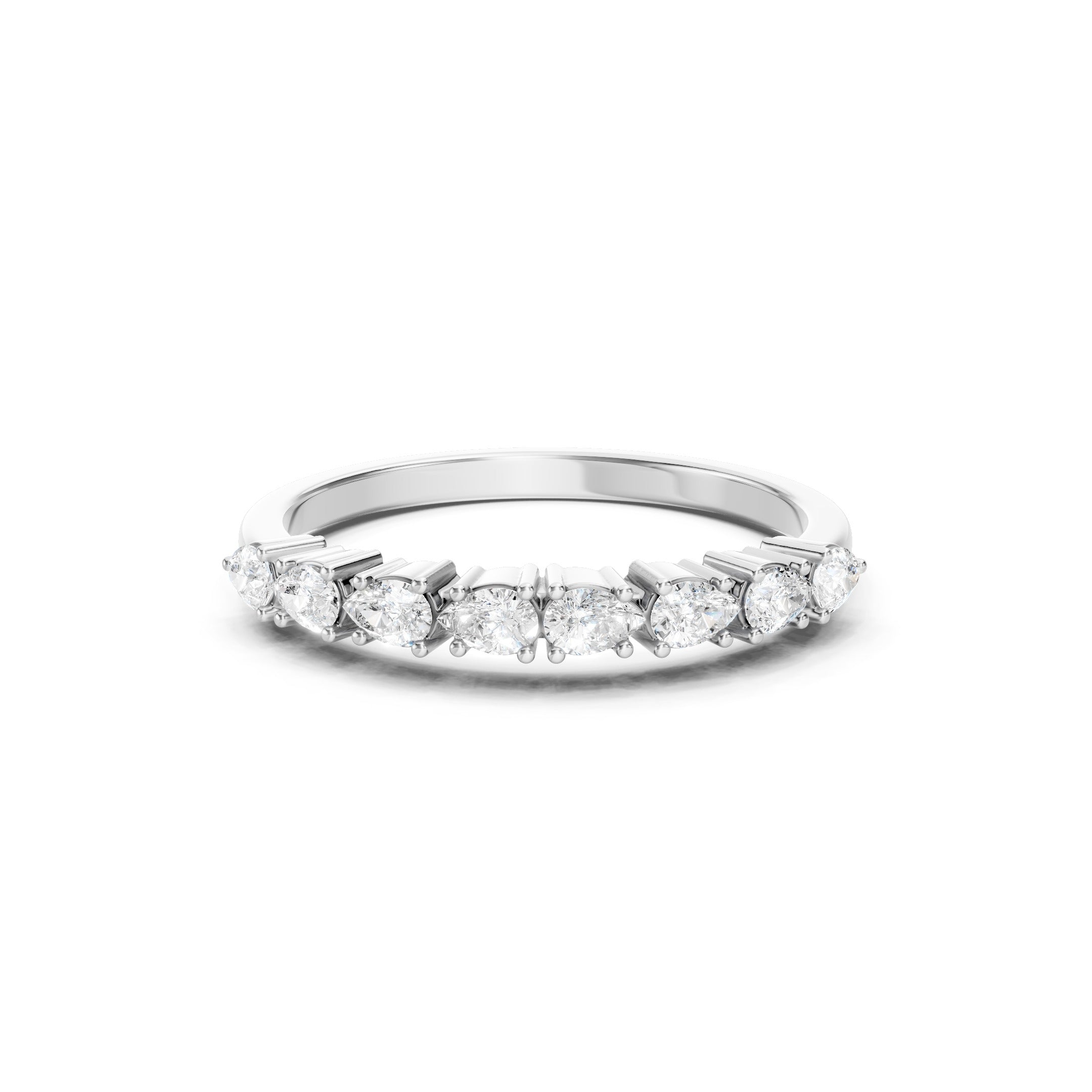 14K Pear Cut Lab Grown  Curved Diamond Wedding Band Ring gift for her
