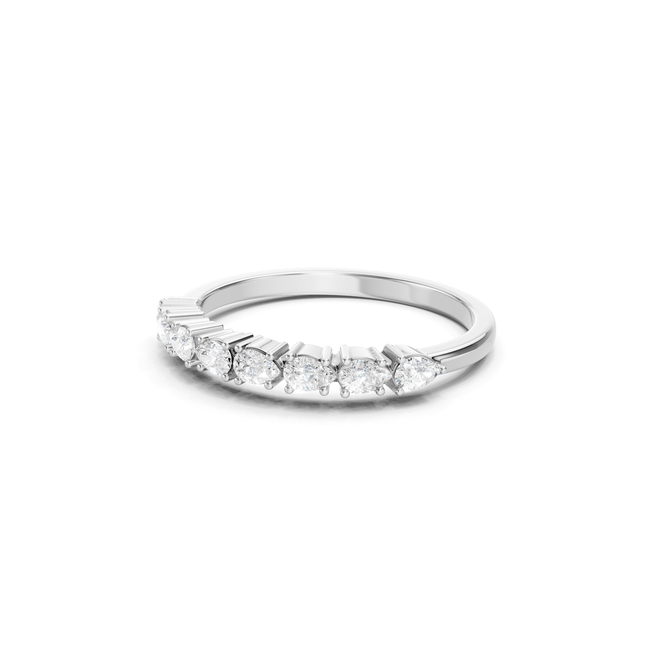 14K Pear Cut Lab Grown  Curved Diamond Wedding Band Ring gift for her