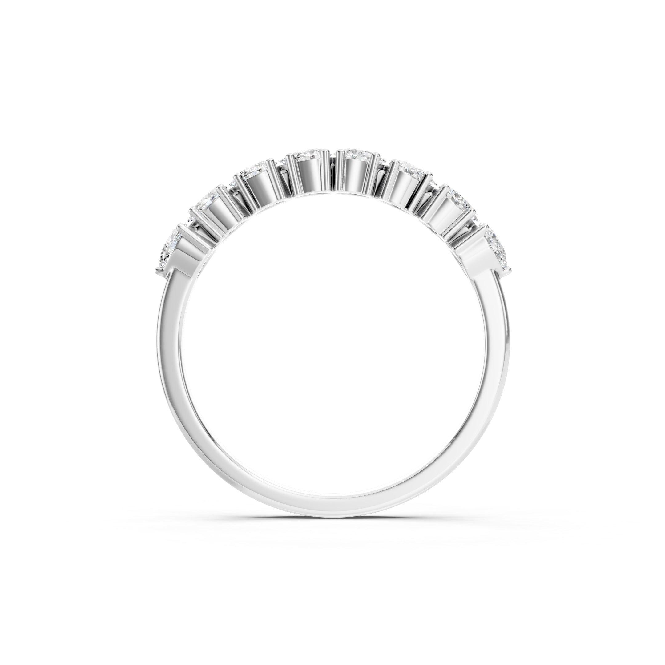 14K Pear Cut Lab Grown  Curved Diamond Wedding Band Ring gift for her