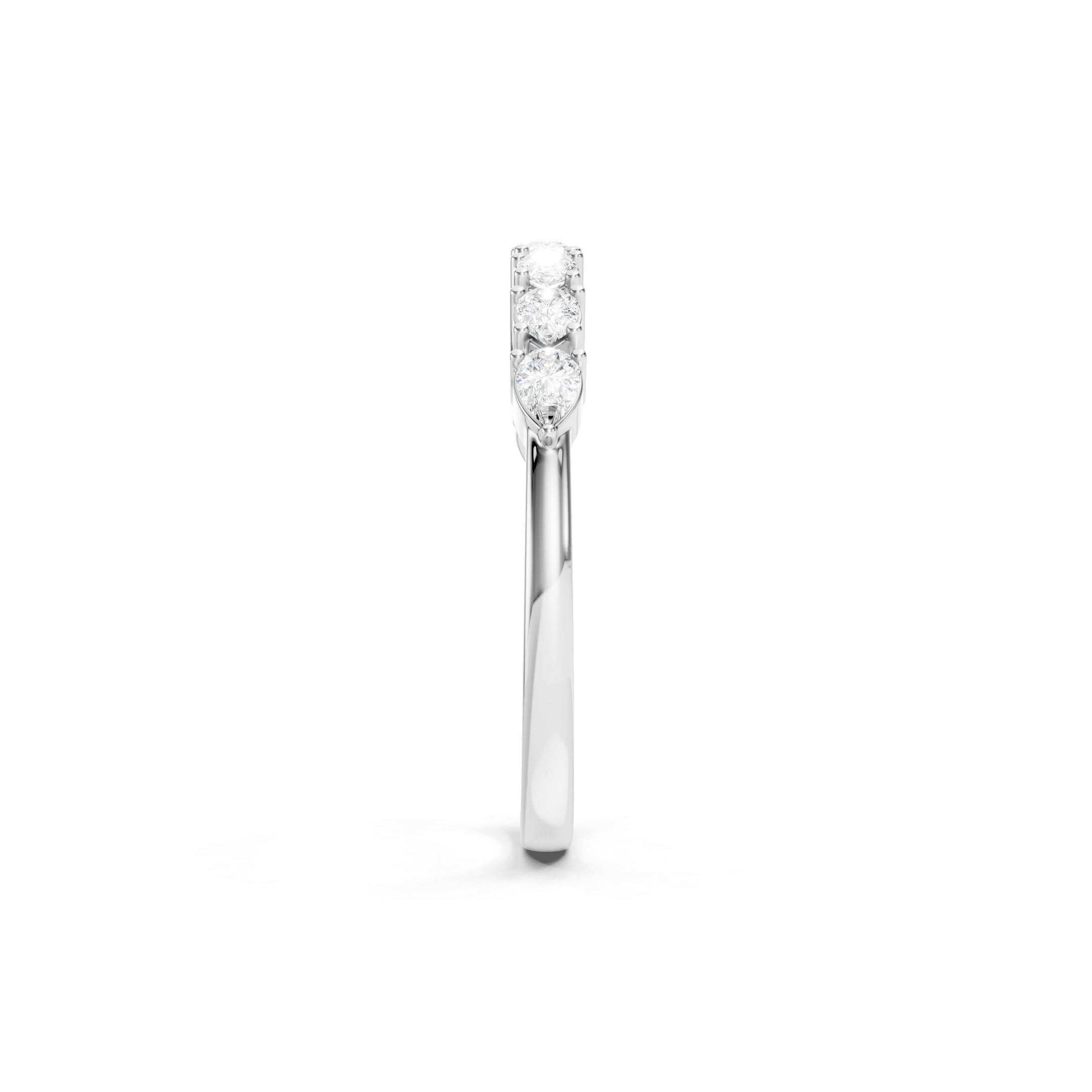 14K Pear Cut Lab Grown  Curved Diamond Wedding Band Ring gift for her