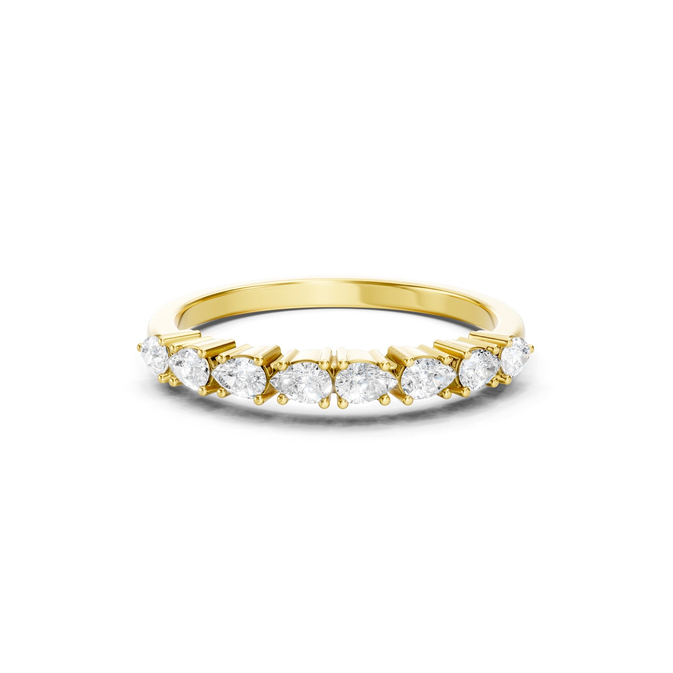 14K Pear Cut Lab Grown  Curved Diamond Wedding Band Ring gift for her