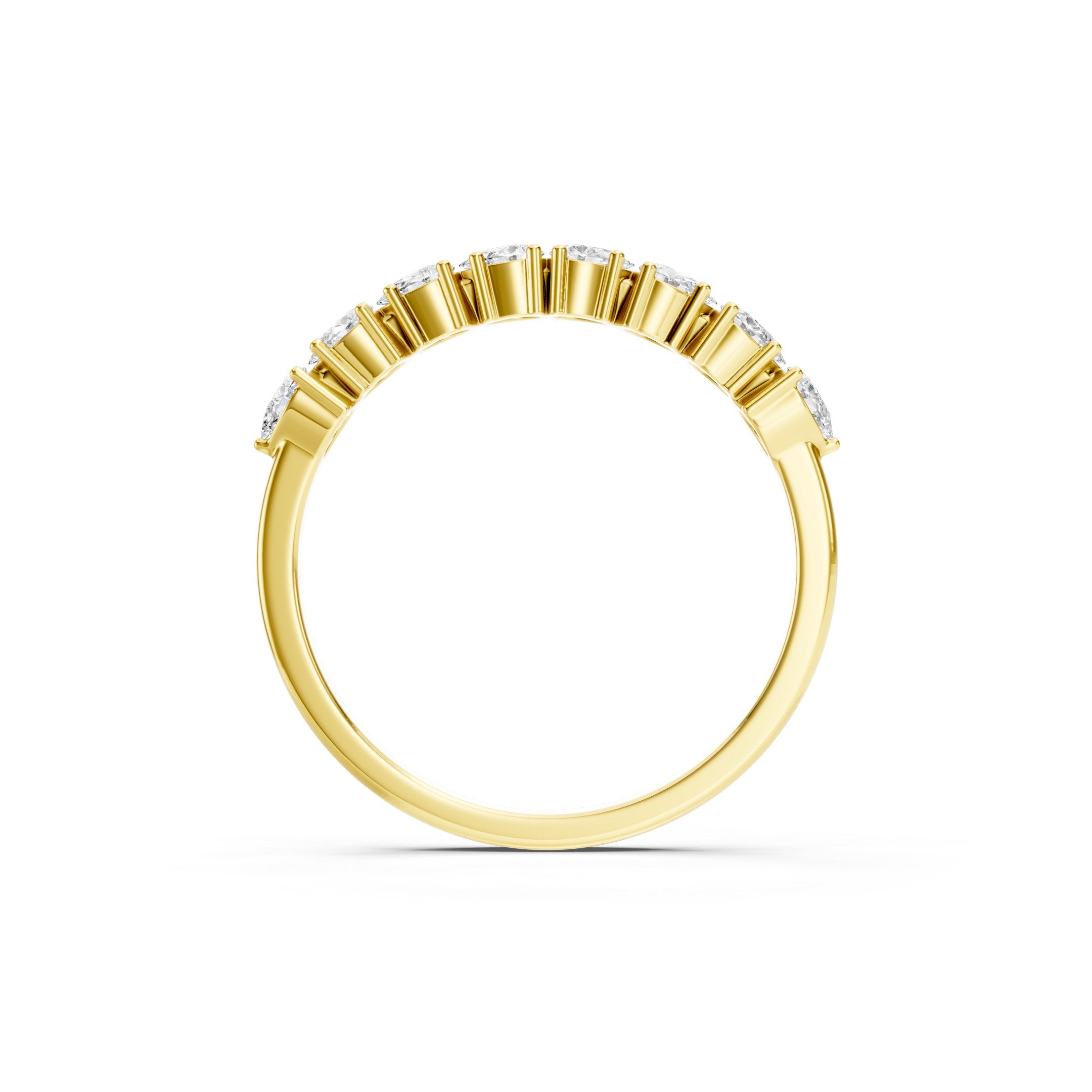 14K Pear Cut Lab Grown  Curved Diamond Wedding Band Ring gift for her