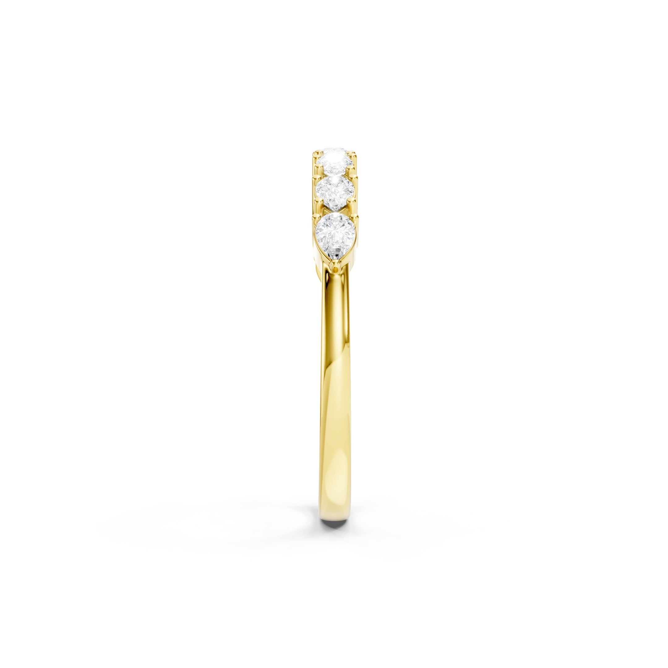 14K Pear Cut Lab Grown  Curved Diamond Wedding Band Ring gift for her