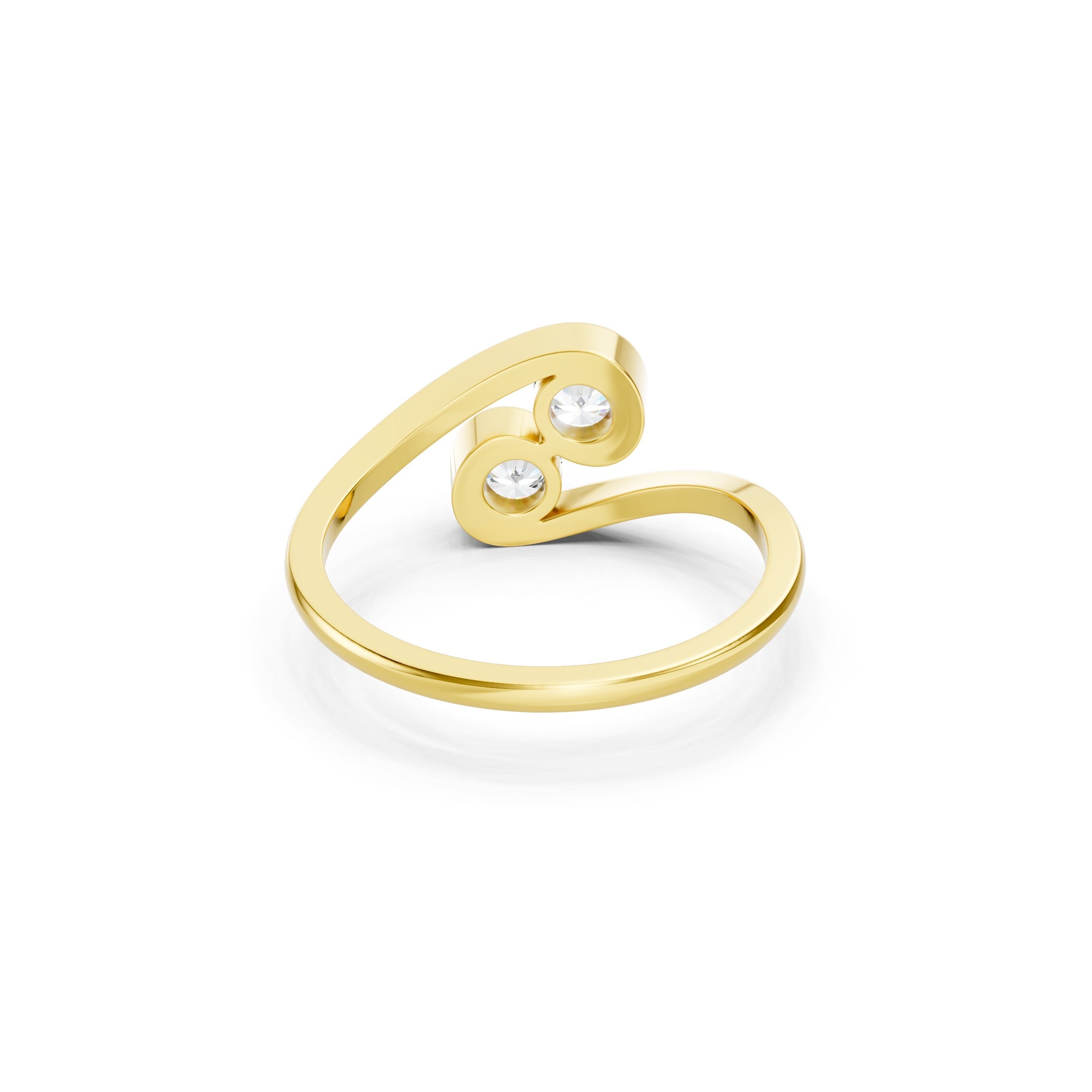 14K Round Cut Lab Grown Diamond Toi et Moi Ring  Modern Bypass Engagement Ring