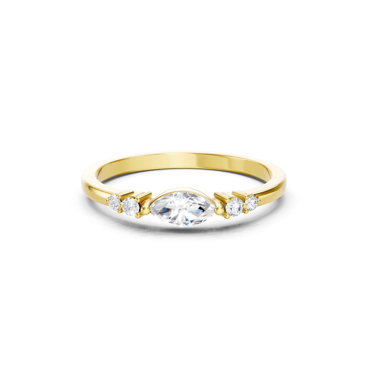 0.30 CT Marquise Cut Lab Grown Diamond Five Stone Engagement Ring