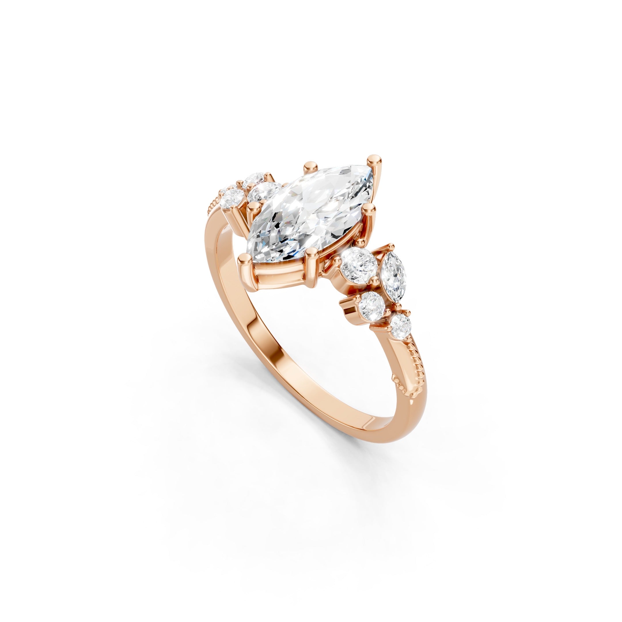 1.30 CT Marquise Cut Lab Grown Diamond Engagement Ring