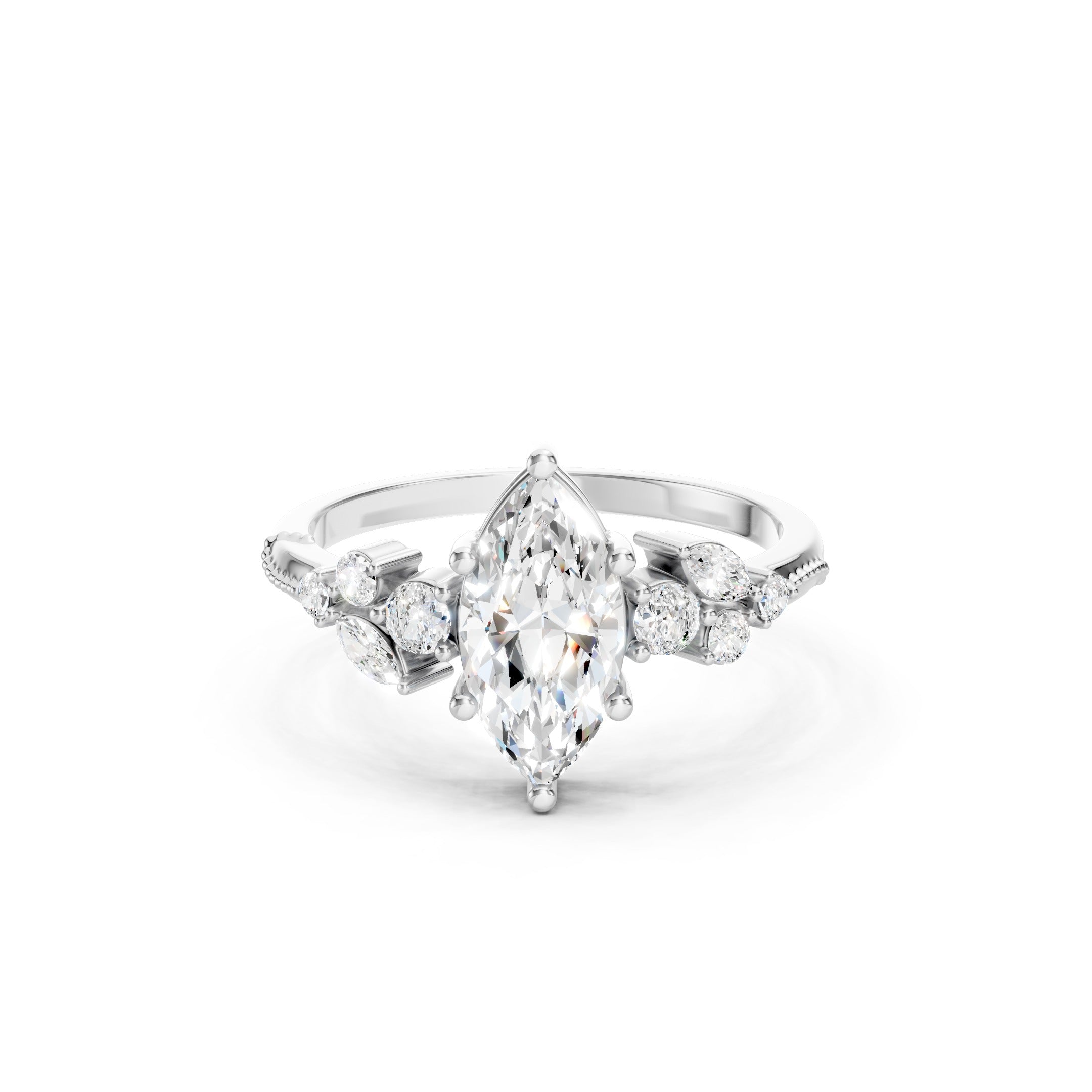 1.30 CT Marquise Cut Lab Grown Diamond Engagement Ring