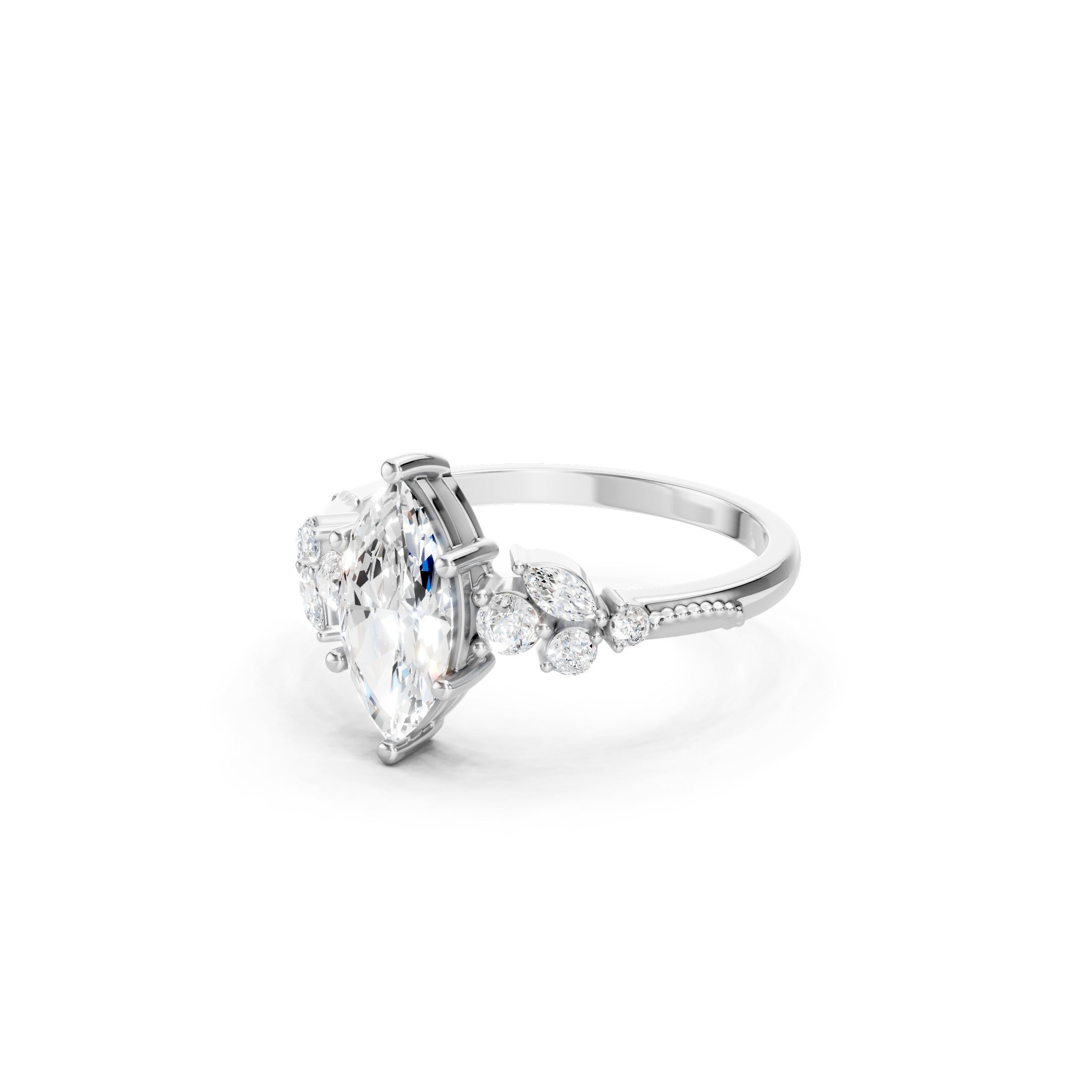 1.30 CT Marquise Cut Lab Grown Diamond Engagement Ring