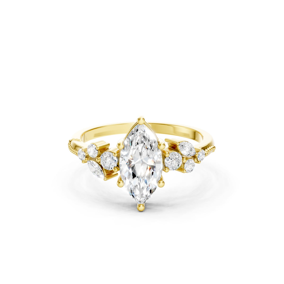 1.30 CT Marquise Cut Lab Grown Diamond Engagement Ring