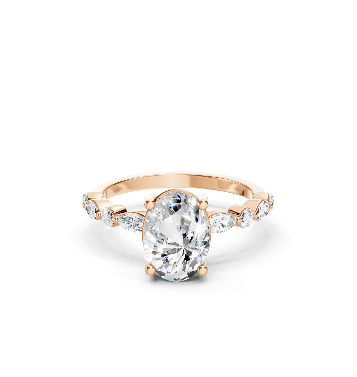 1.90 CT Oval Lab Grown Diamond Engagement Ring in 10K, 14K or 18K Gold