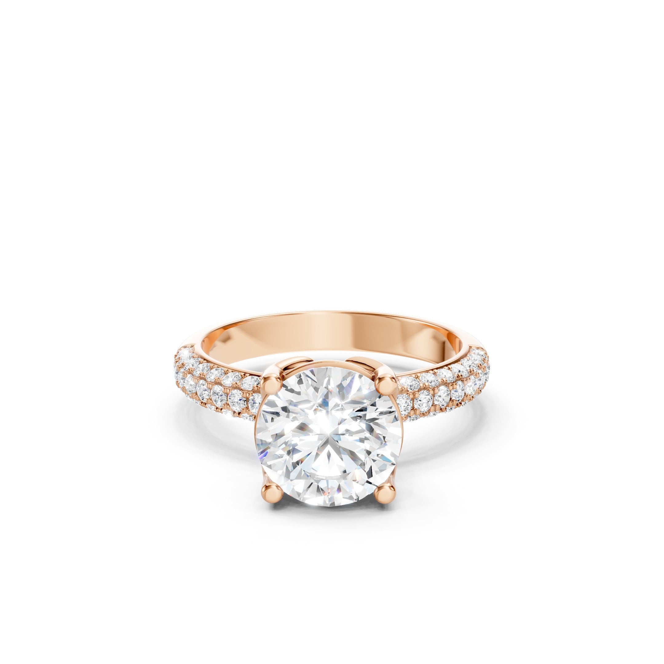 2.90 CT Double Row Pave Lab Grown Diamond Engagement Ring in 10K 14K 18K 