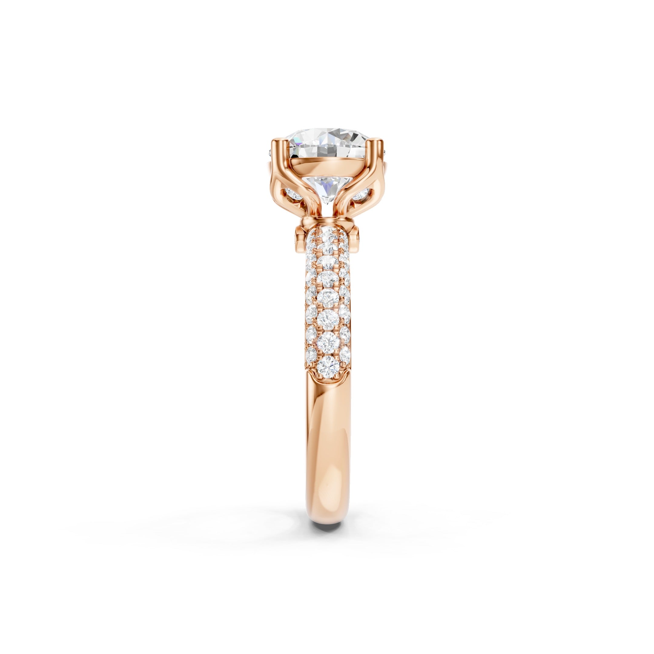 2.90 CT Double Row Pave Lab Grown Diamond Engagement Ring in 10K 14K 18K 