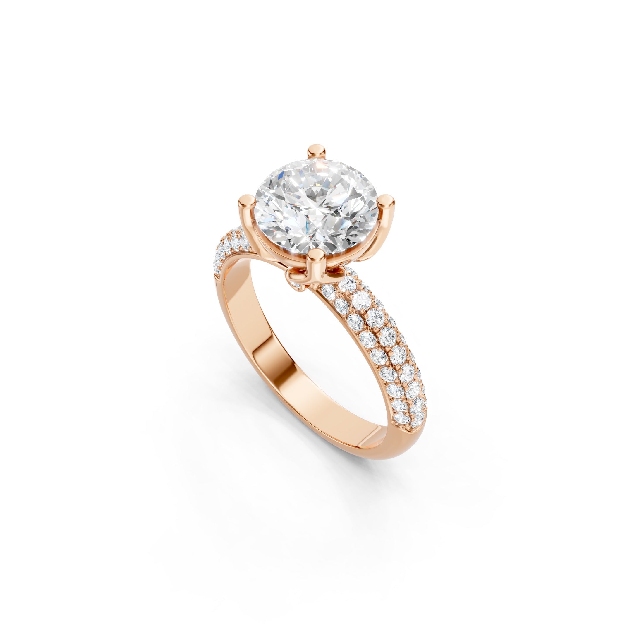2.90 CT Double Row Pave Lab Grown Diamond Engagement Ring in 10K 14K 18K 