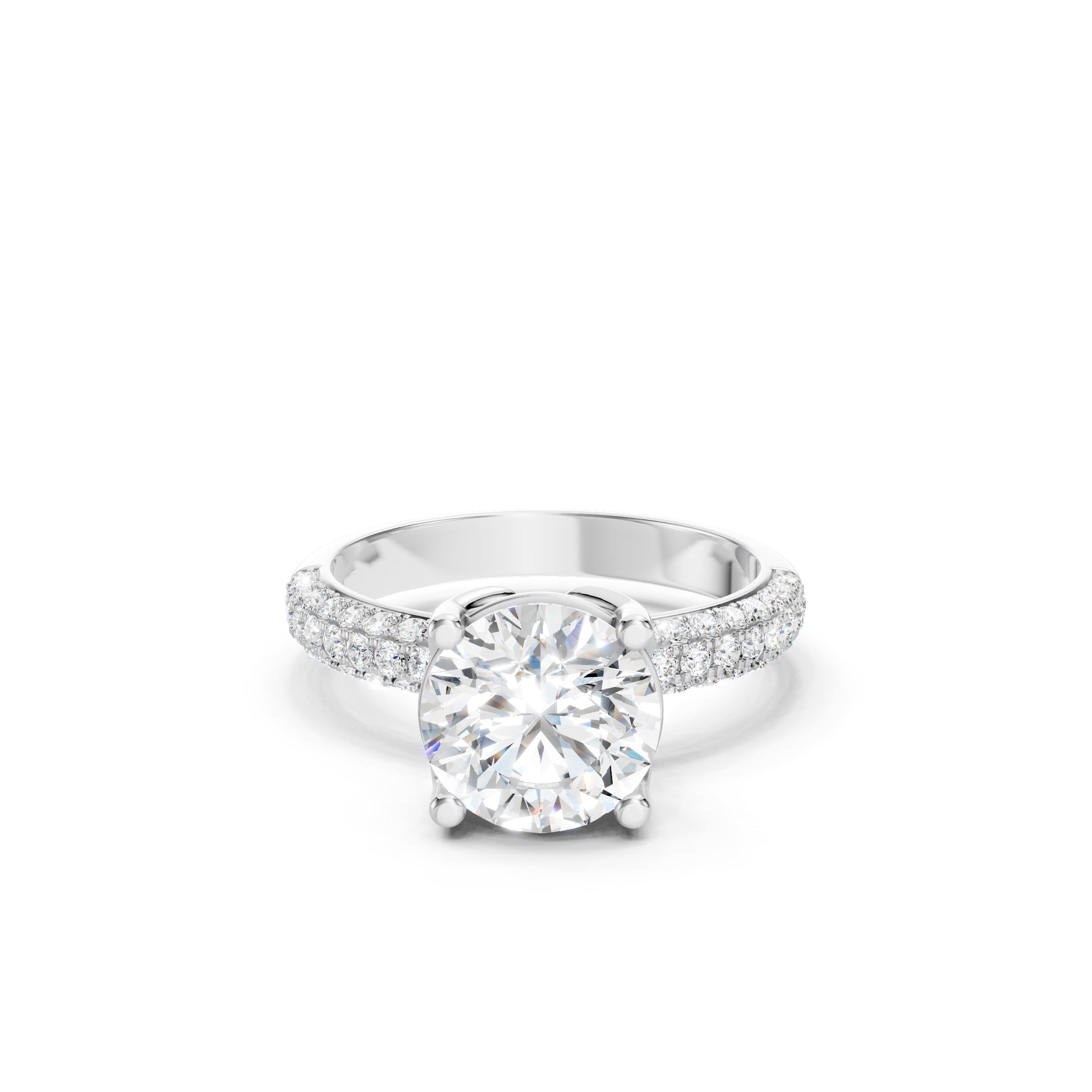 2.90 CT Double Row Pave Lab Grown Diamond Engagement Ring in 10K 14K 18K 