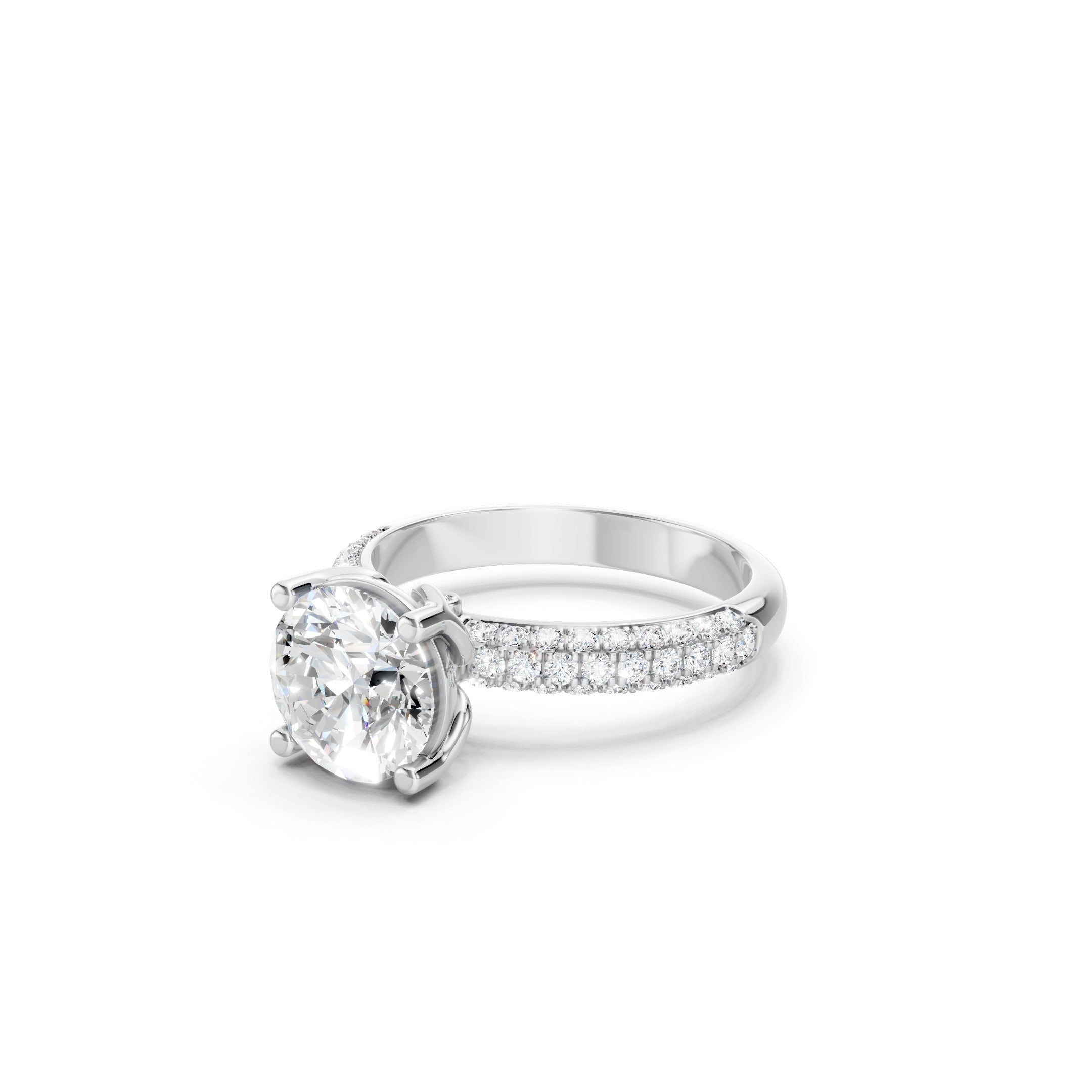 2.90 CT Double Row Pave Lab Grown Diamond Engagement Ring in 10K 14K 18K 