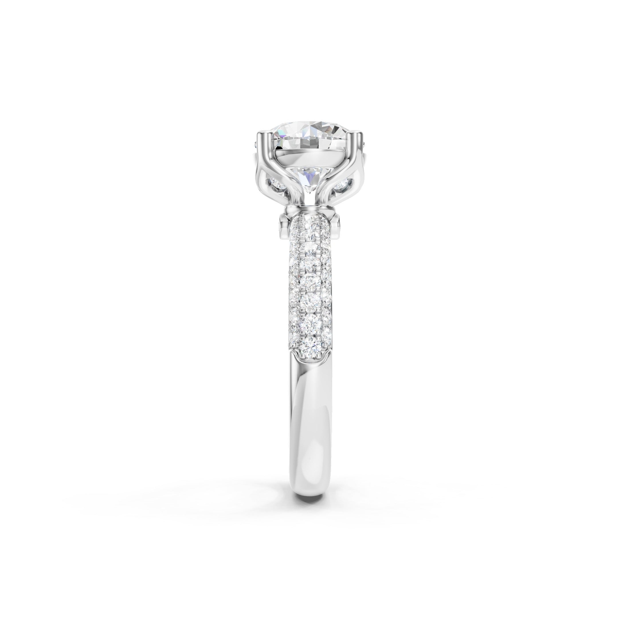 2.90 CT Double Row Pave Lab Grown Diamond Engagement Ring in 10K 14K 18K 