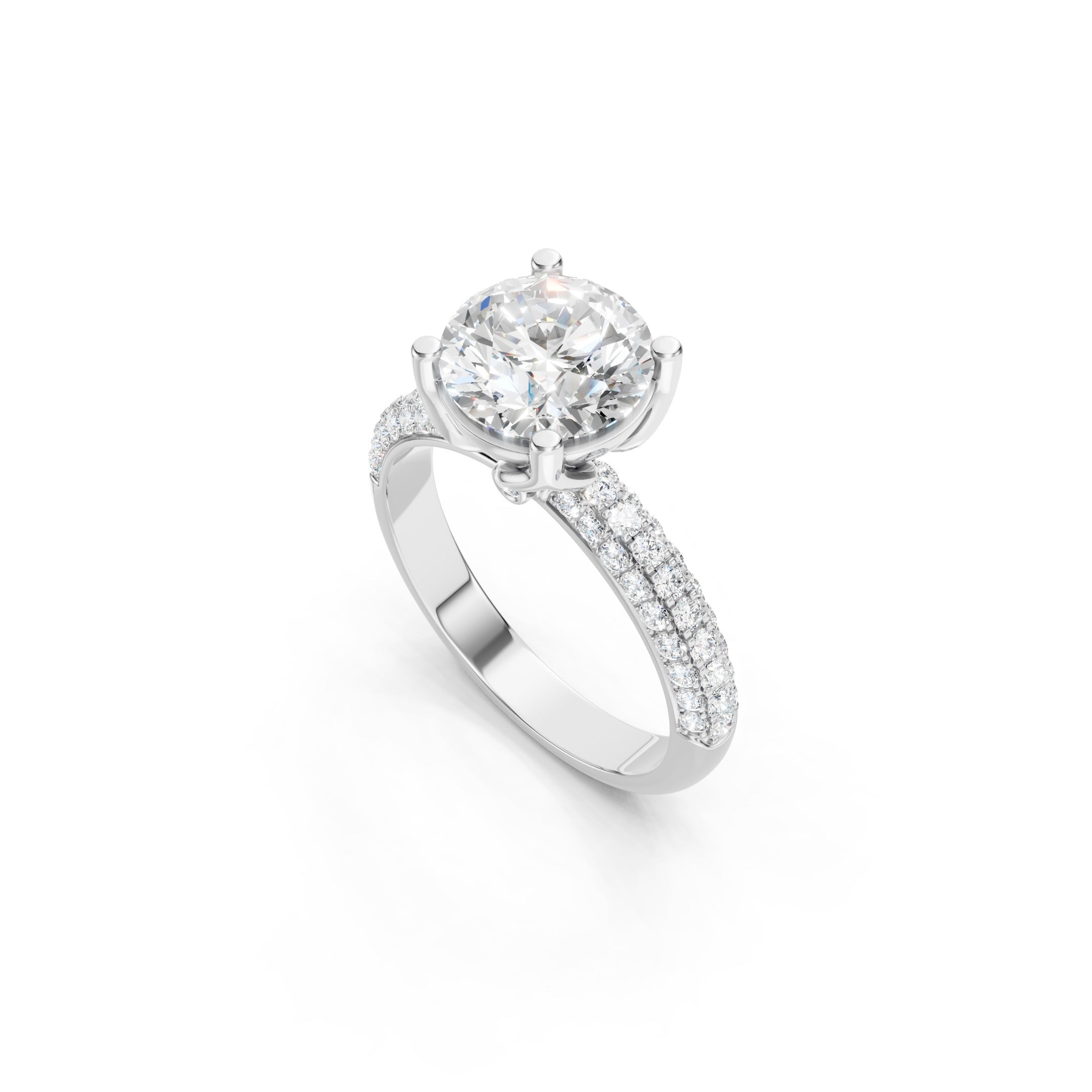 2.90 CT Double Row Pave Lab Grown Diamond Engagement Ring in 10K 14K 18K 