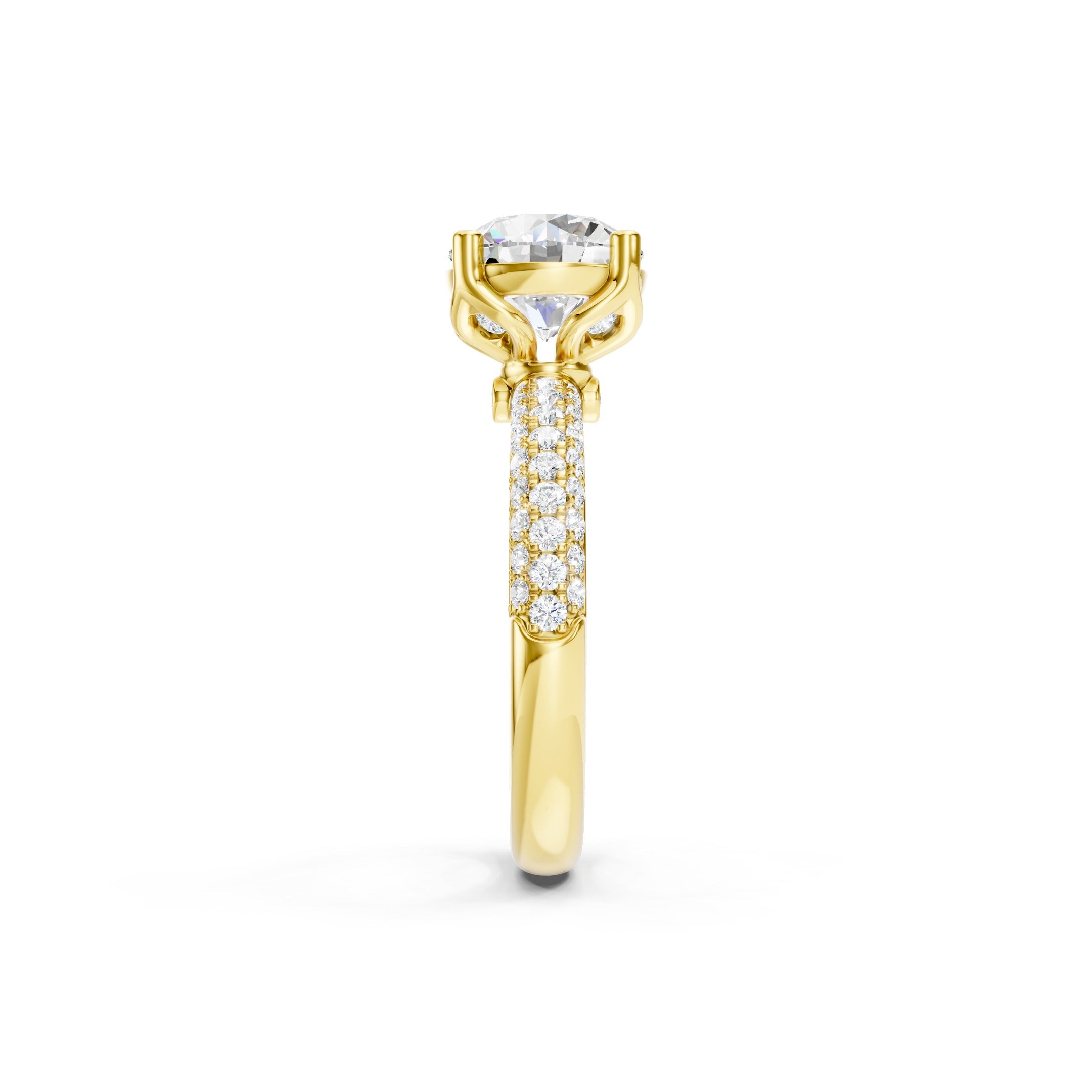 2.90 CT Double Row Pave Lab Grown Diamond Engagement Ring in 10K 14K 18K 