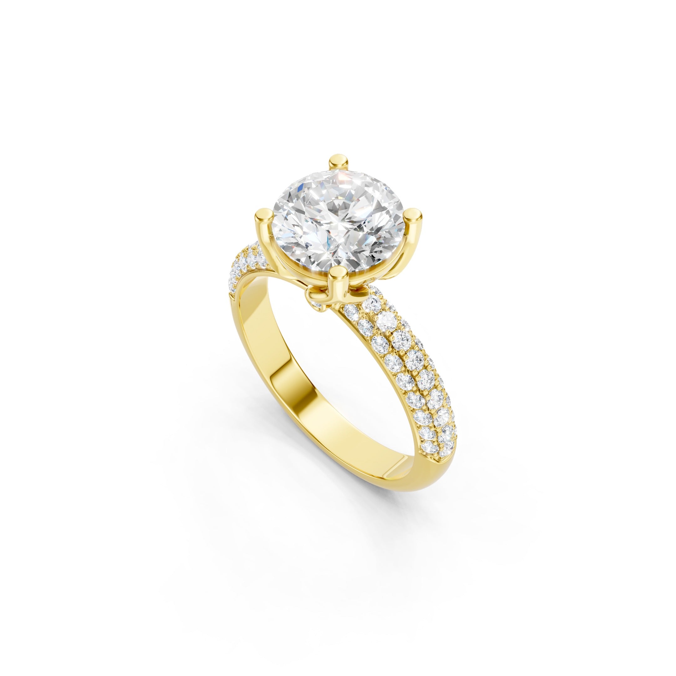 2.90 CT Double Row Pave Lab Grown Diamond Engagement Ring in 10K 14K 18K 