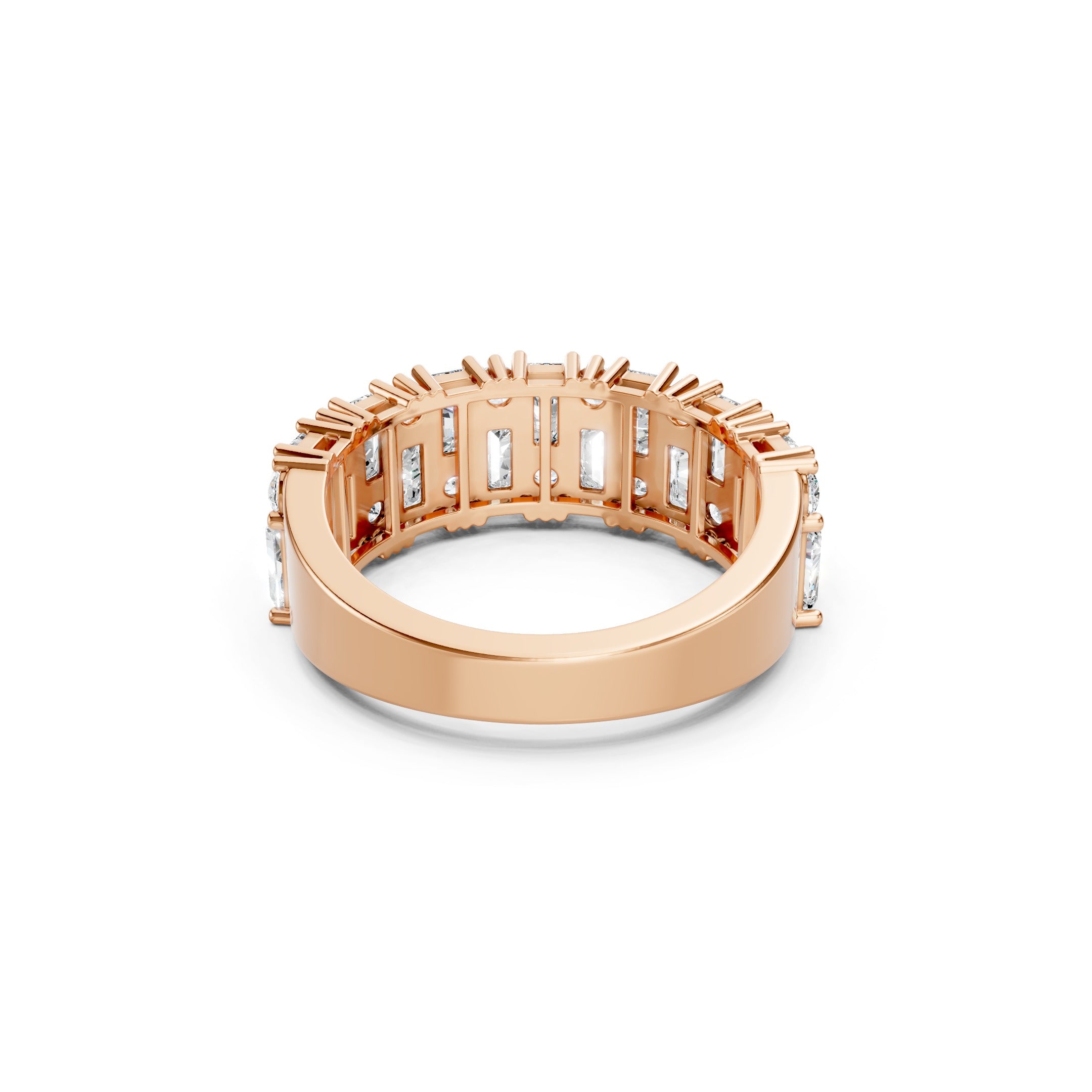 2.20 CT Baguette and Round Lab Grown Diamond Wide Eternity Band 10K 14K 18K Gold Statement Ring