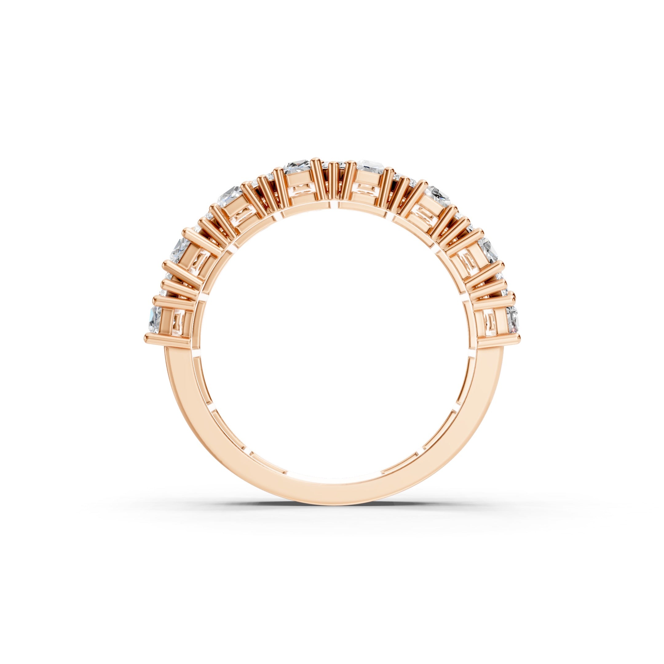 2.20 CT Baguette and Round Lab Grown Diamond Wide Eternity Band 10K 14K 18K Gold Statement Ring