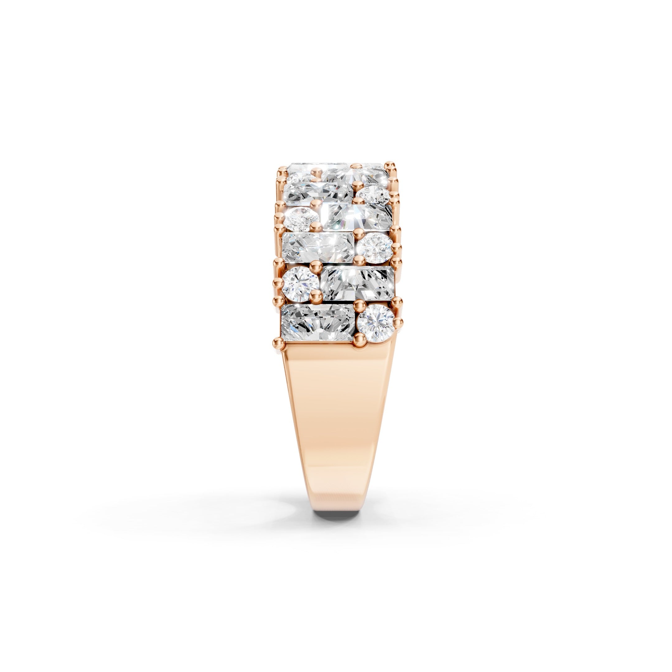 2.20 CT Baguette and Round Lab Grown Diamond Wide Eternity Band 10K 14K 18K Gold Statement Ring