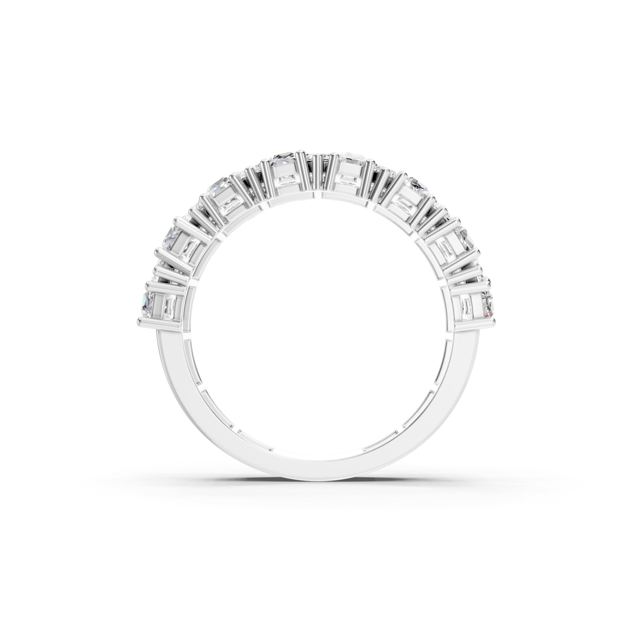 2.20 CT Baguette and Round Lab Grown Diamond Wide Eternity Band 10K 14K 18K Gold Statement Ring