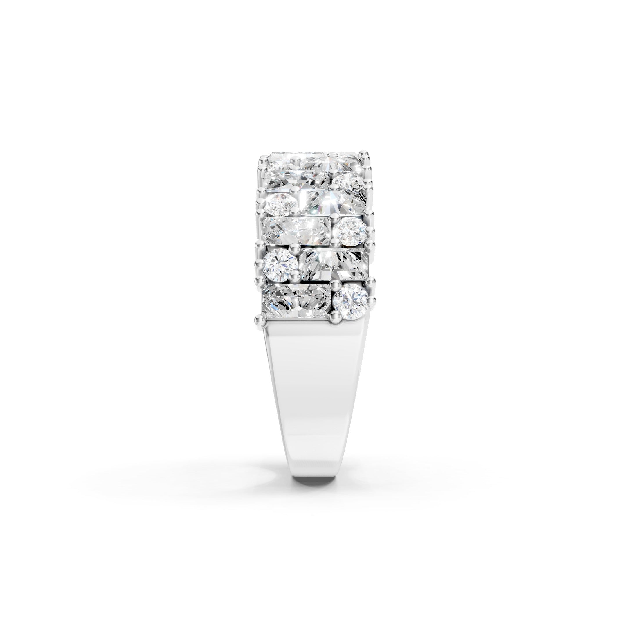 2.20 CT Baguette and Round Lab Grown Diamond Wide Eternity Band 10K 14K 18K Gold Statement Ring