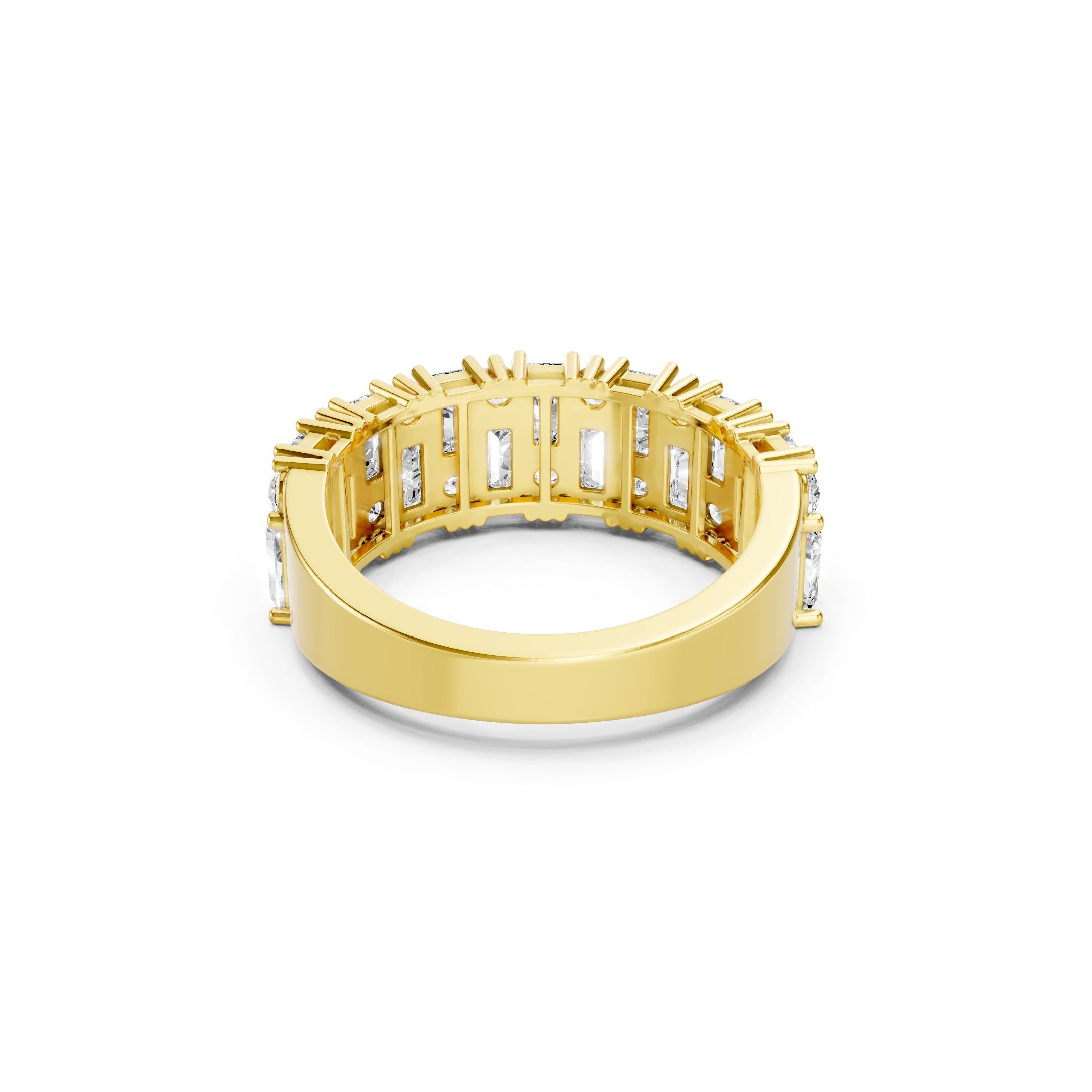 2.20 CT Baguette and Round Lab Grown Diamond Wide Eternity Band 10K 14K 18K Gold Statement Ring