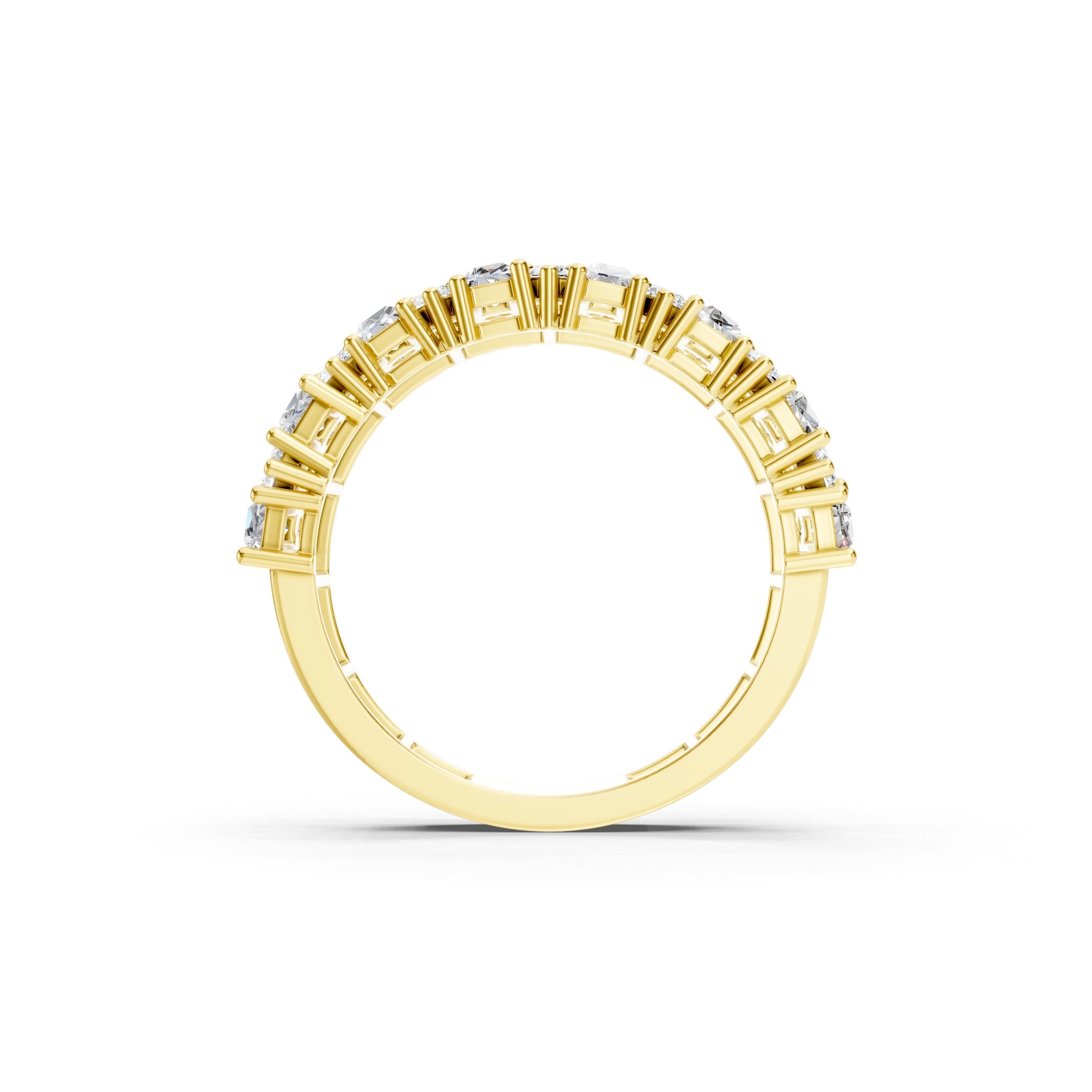 2.20 CT Baguette and Round Lab Grown Diamond Wide Eternity Band 10K 14K 18K Gold Statement Ring