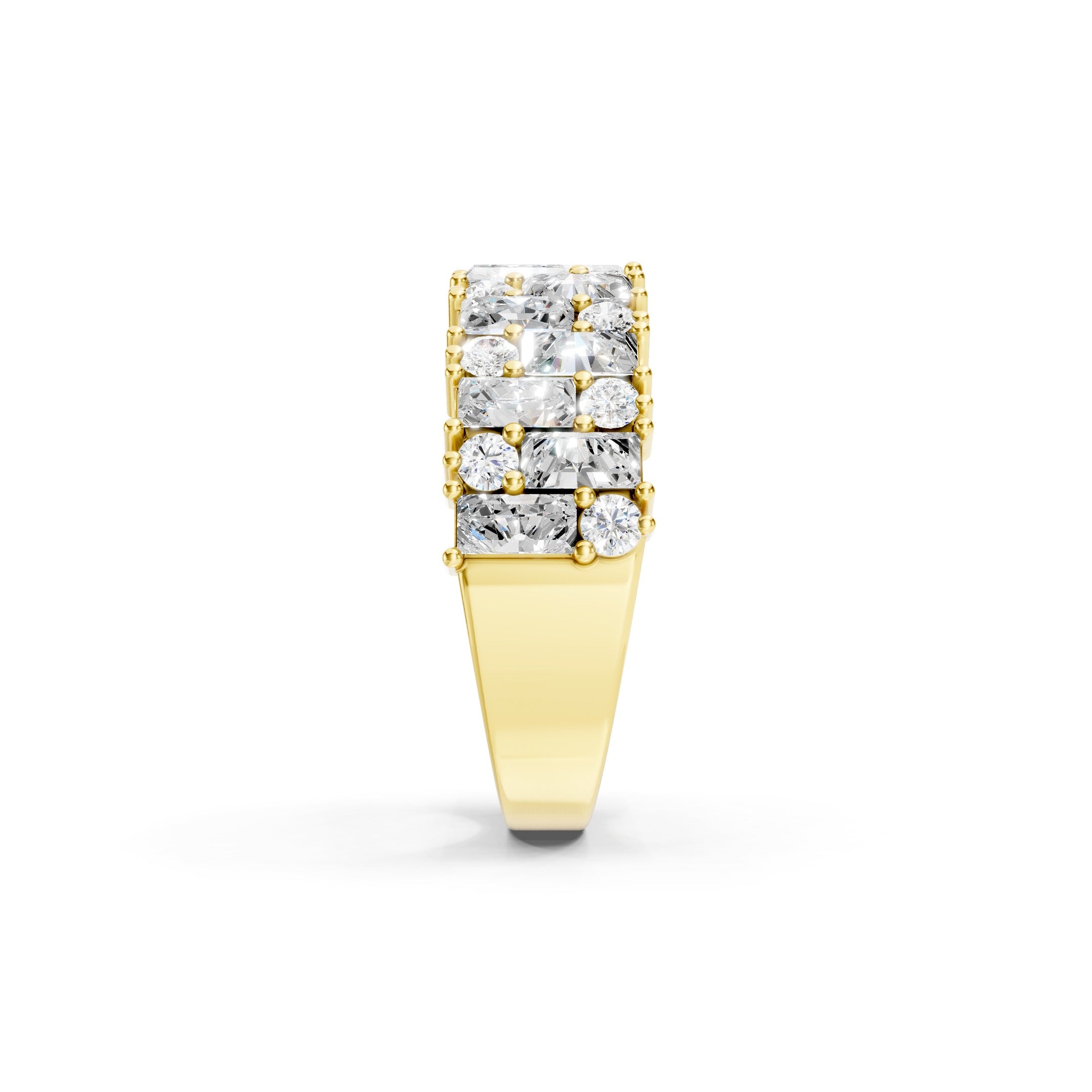 2.20 CT Baguette and Round Lab Grown Diamond Wide Eternity Band 10K 14K 18K Gold Statement Ring