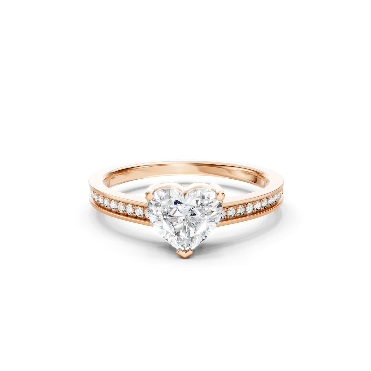 1.20 CT Heart Cut Lab Grown Diamond Engagement Ring in 10K, 14K or 18K Gold