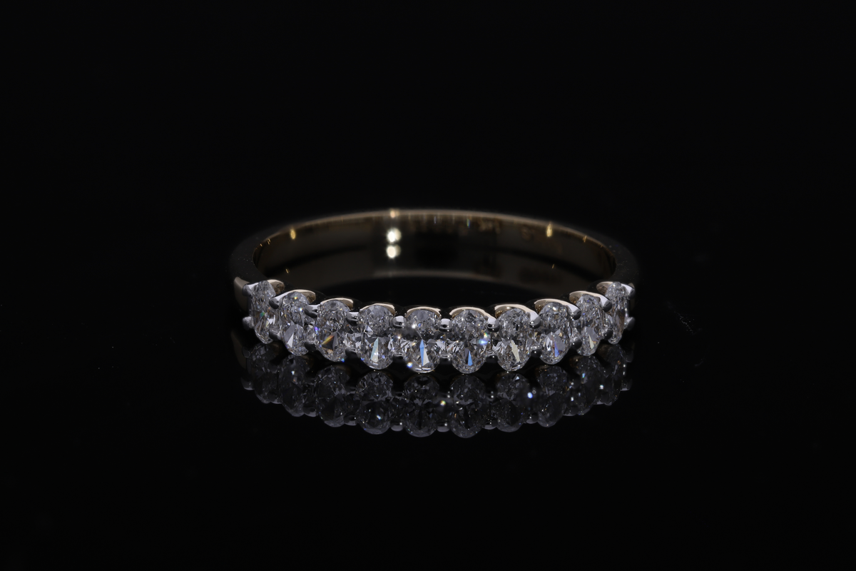 💍 0.53 Ct VS Oval Cut Lab-Grown Diamond Band | 14k White / Yellow Gold | Half-Eternity Ring ✨💎