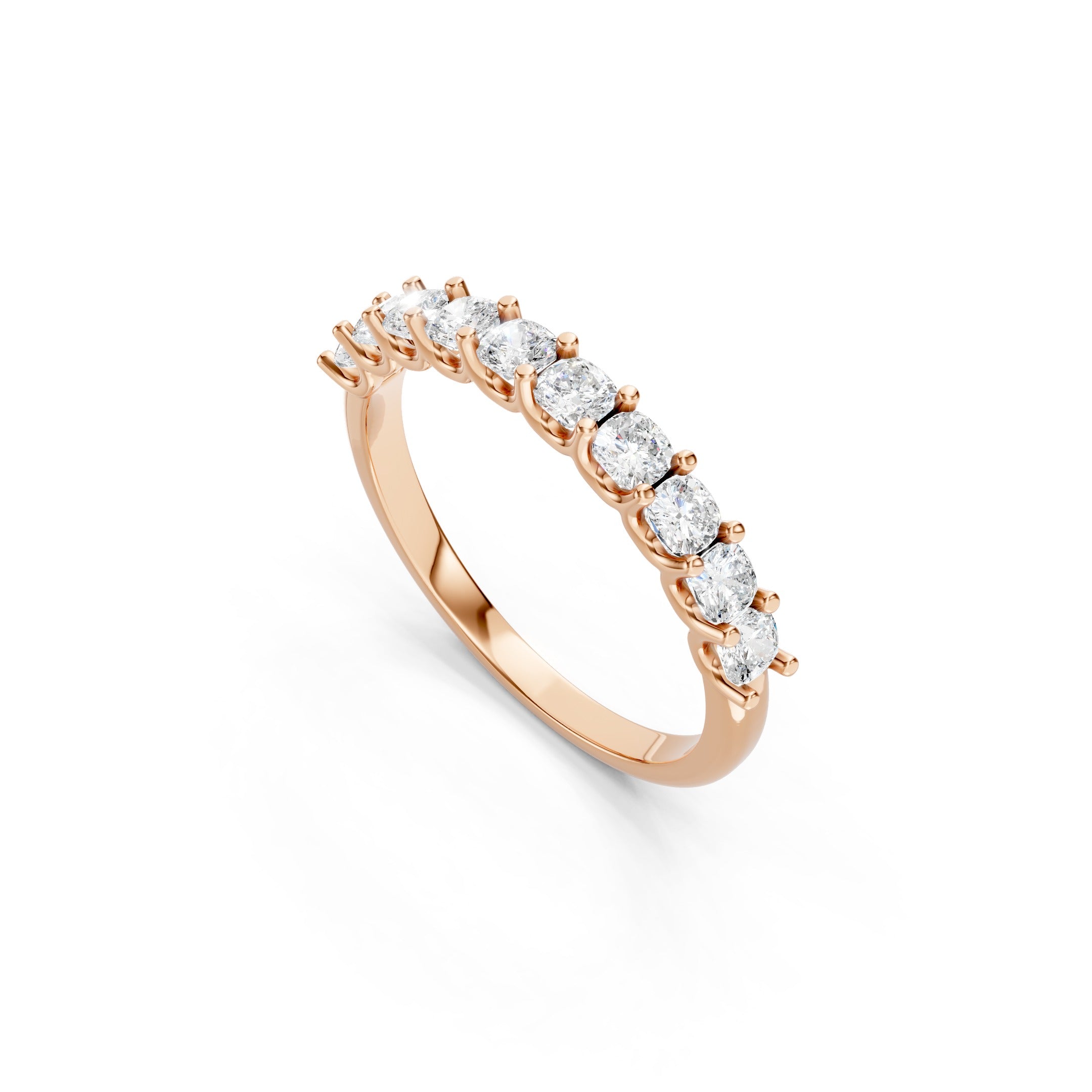 1.00 CT Cushion Cut Lab Grown Diamond Eternity Band in Solid Gold