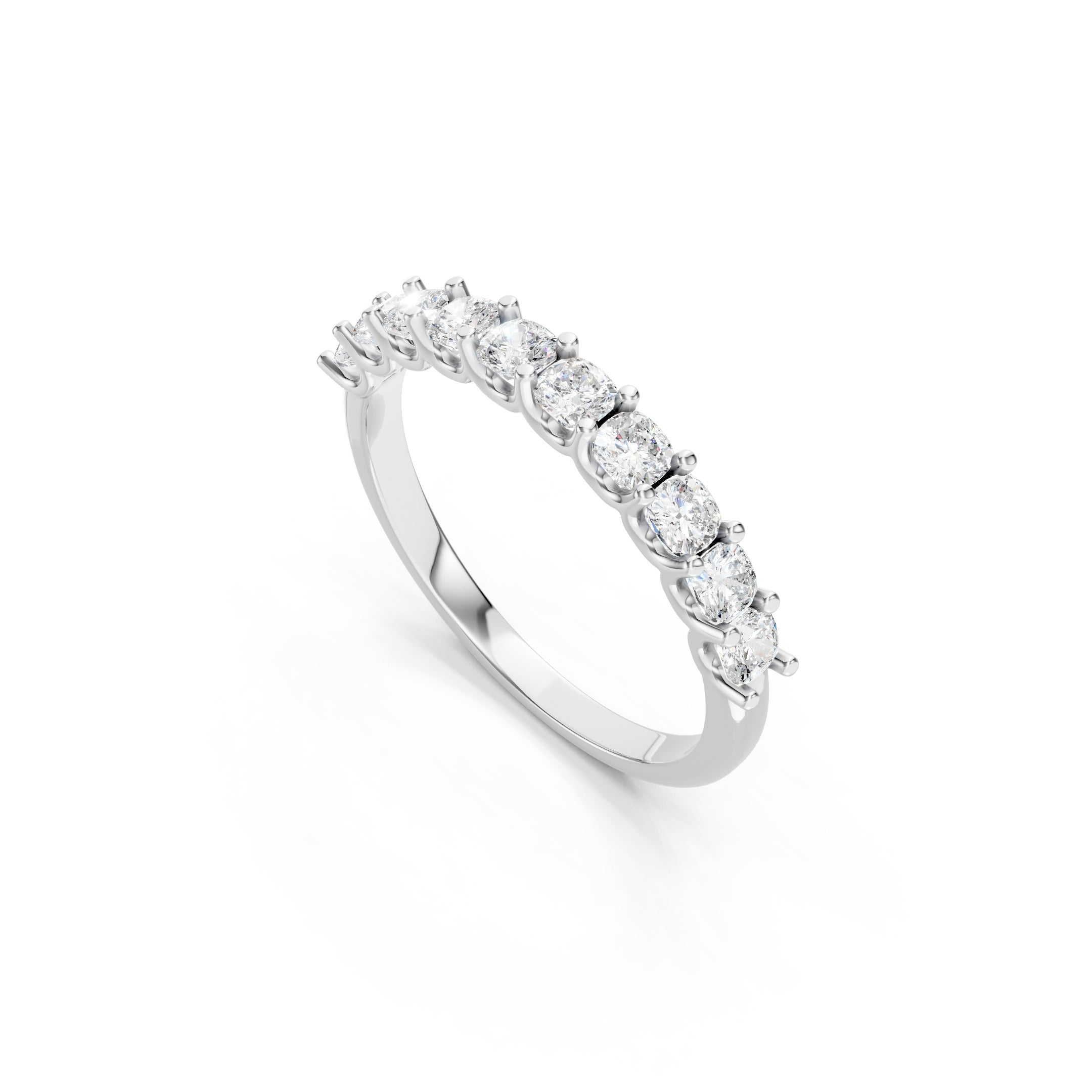 1.00 CT Cushion Cut Lab Grown Diamond Eternity Band in Solid Gold