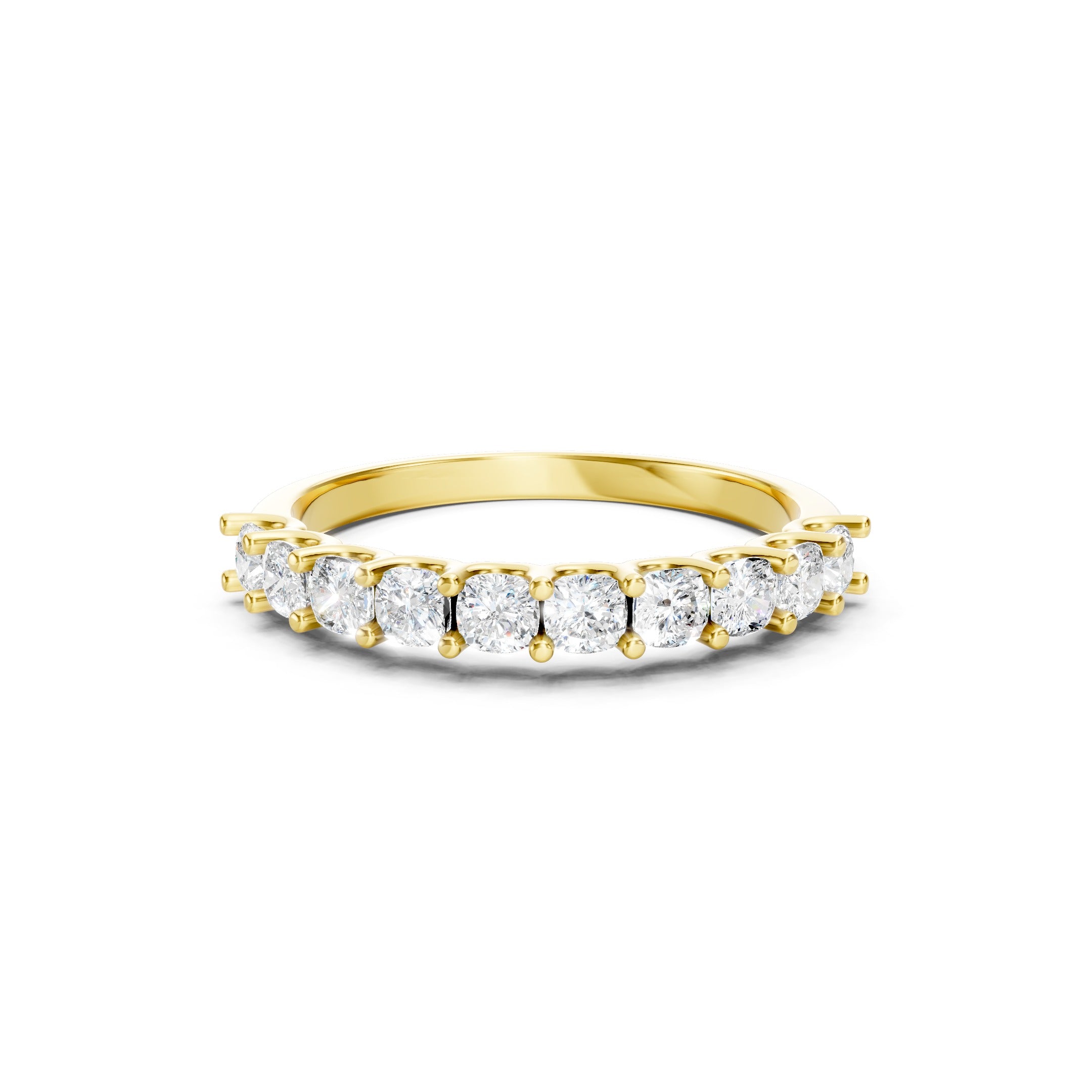 1.00 CT Cushion Cut Lab Grown Diamond Eternity Band in Solid Gold