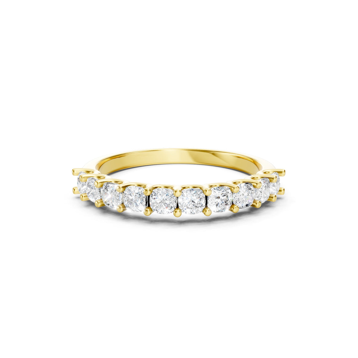 1.00 CT Cushion Cut Lab Grown Diamond Eternity Band in Solid Gold