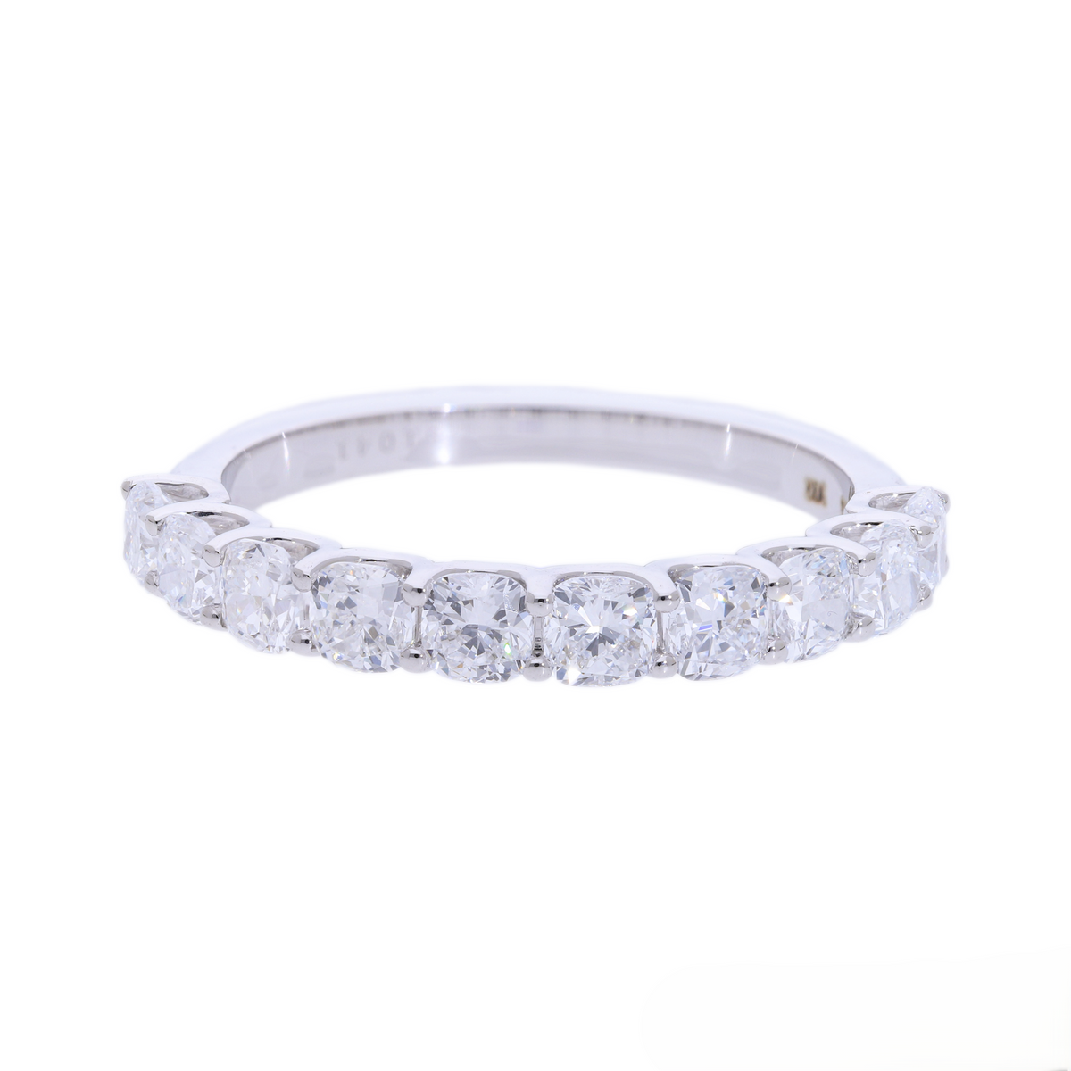 14kt White Gold With Cushion Lab grown Diamond  half Eternity Band